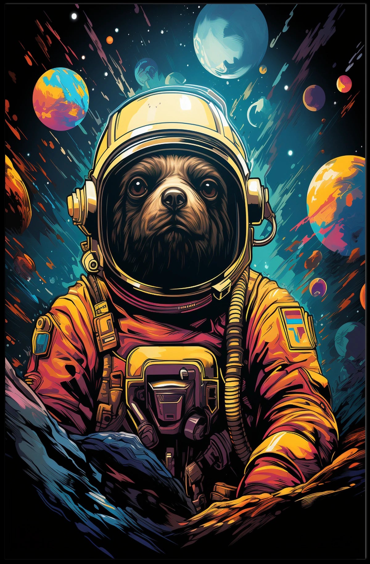 Cosmic Canine Adventure Vibrant Kids Poster