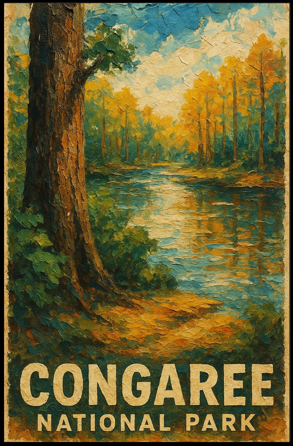 Congaree National Park Lush Wetland Forest Escape Nature Lovers Artistic Poster