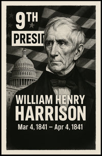 William Henry Harrison 9th President of the United States Digital Montaje Poster