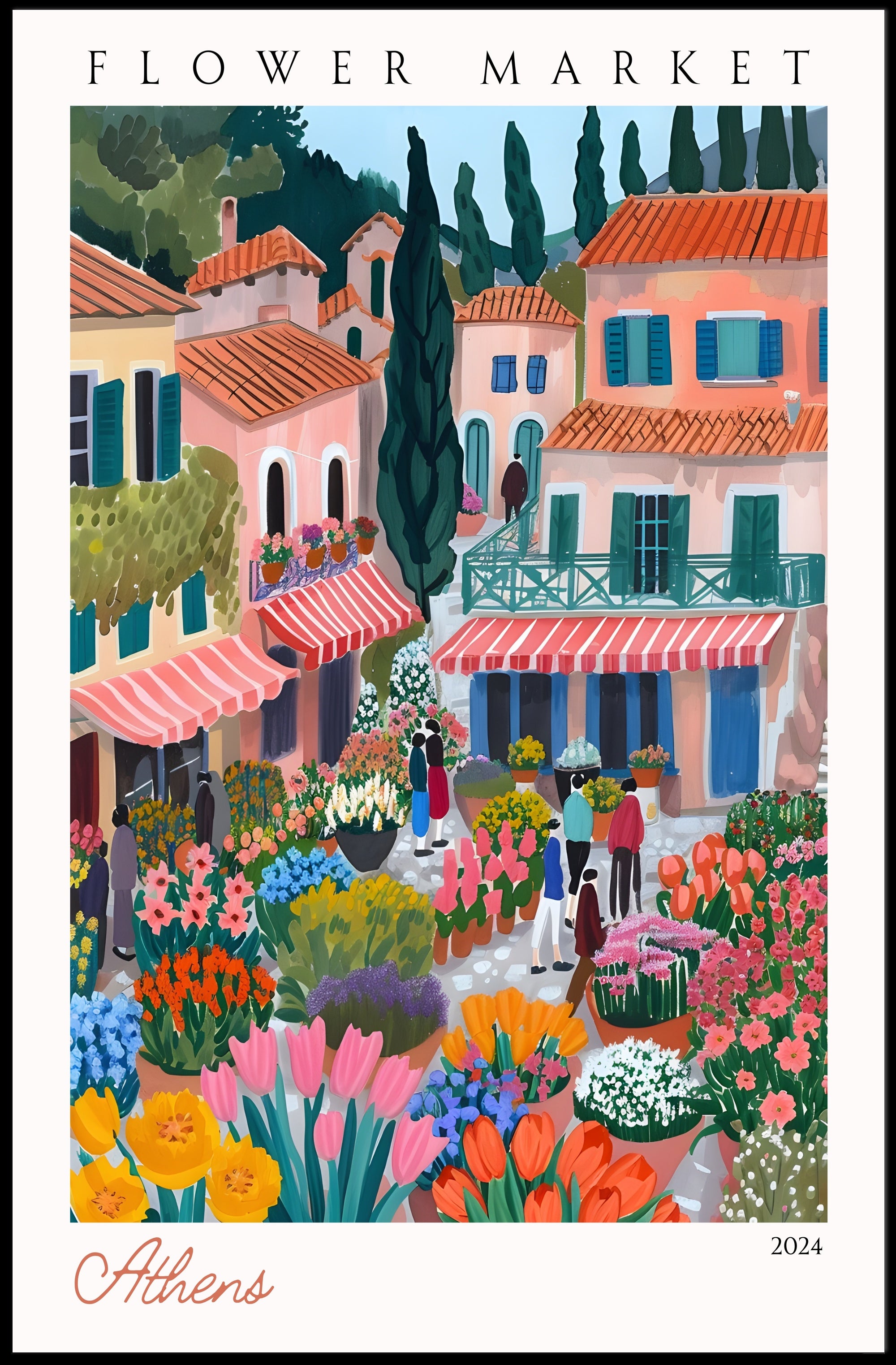 Flower Market in Athens Poster PosterGoat