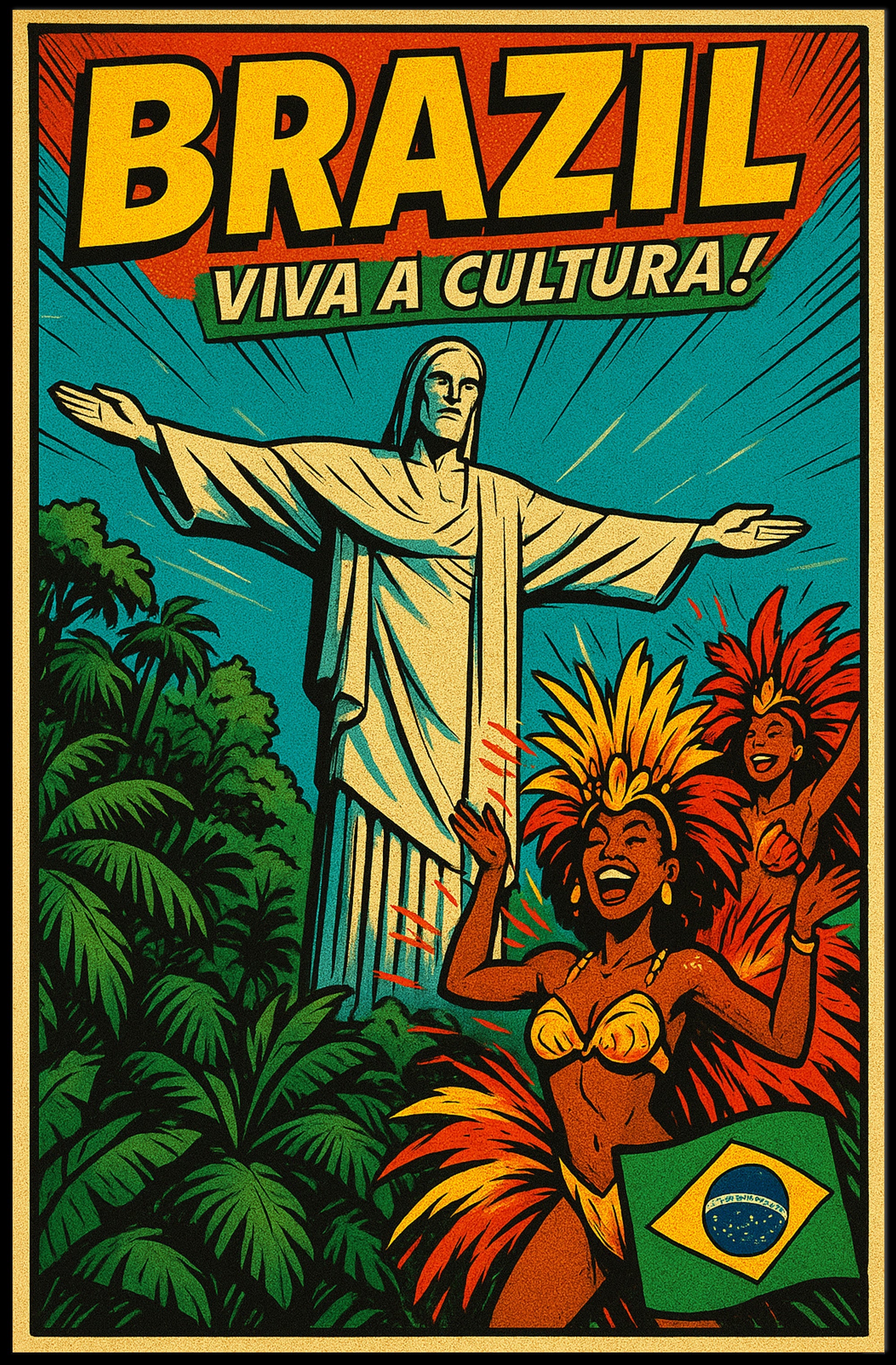 Brazilian Carnival Vibrance Vintage Cultural or Heritage Poster