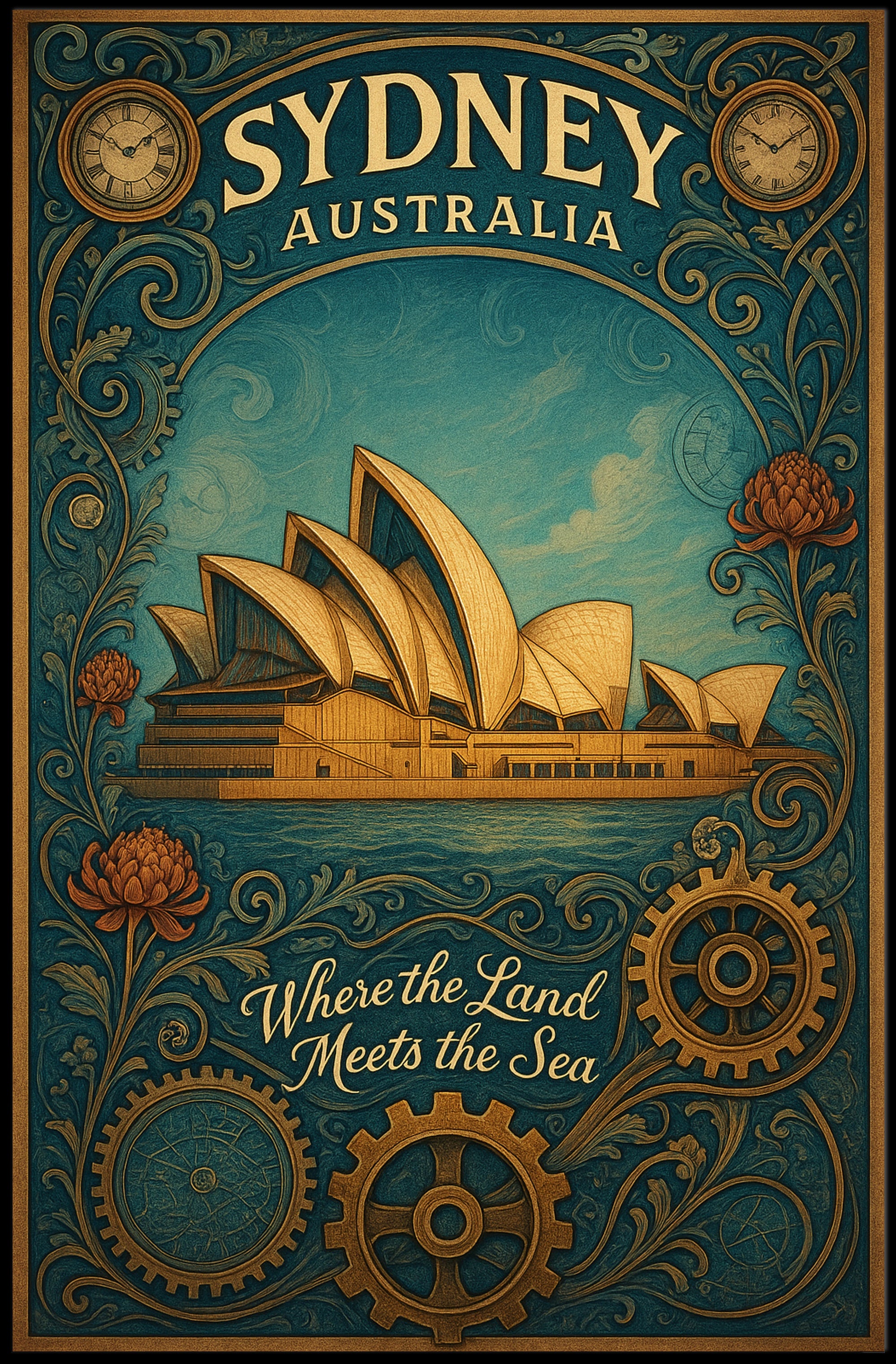 Sydney Coastal Poster Travel Wall Art Print