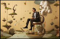 Surreal Floating Islands Tuxedo Man - Artistic Poster