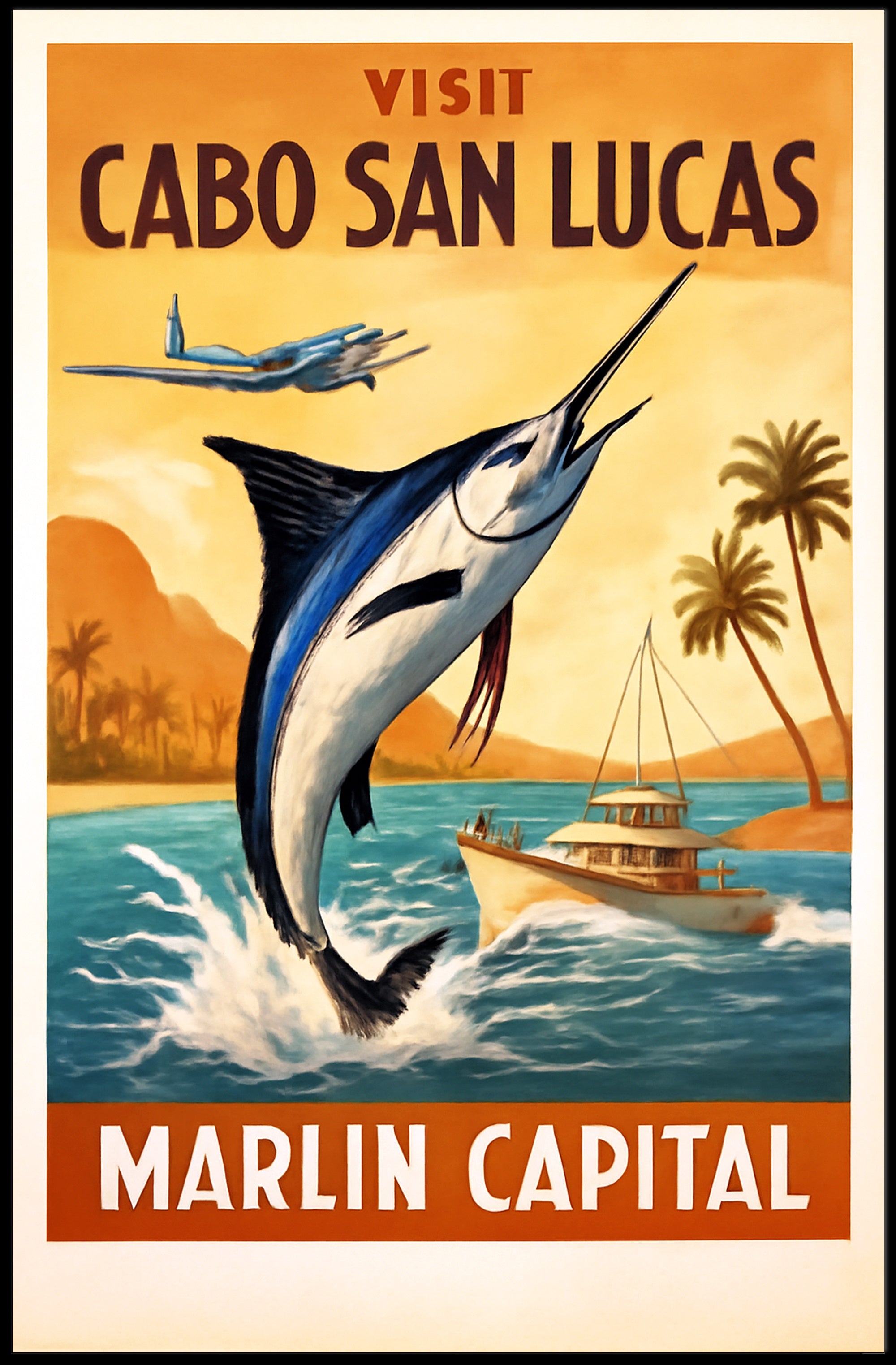 Visit Cabo San Lucas Marlin Capital Poster PosterGoat