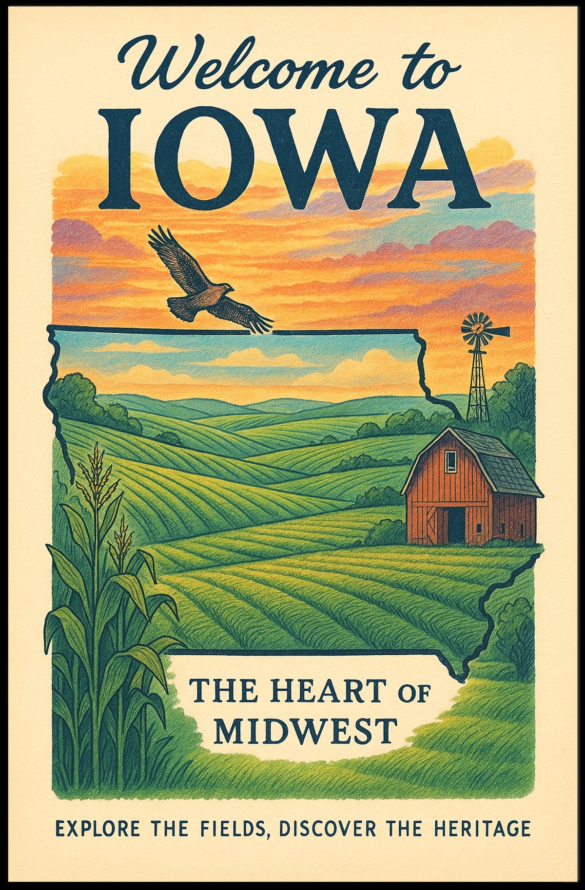 Welcome to Iowa The Heart of Midwest Poster