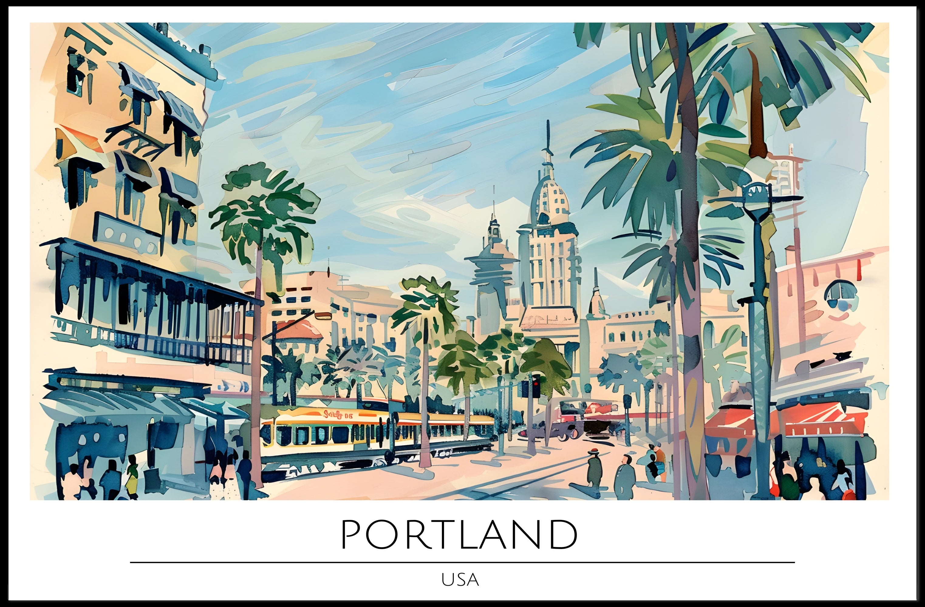 Portland Cityscape Poster PosterGoat
