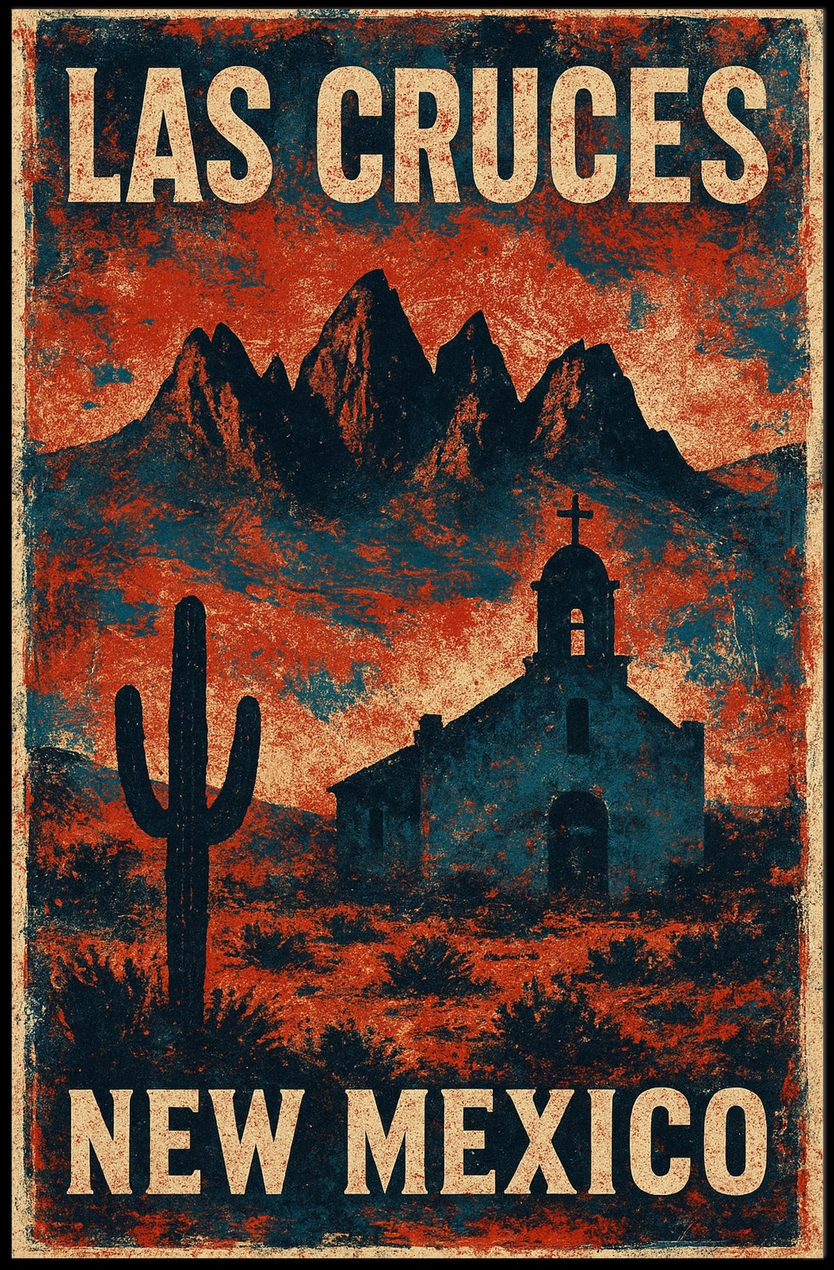 Vintage Las Cruces Travel Collector Poster