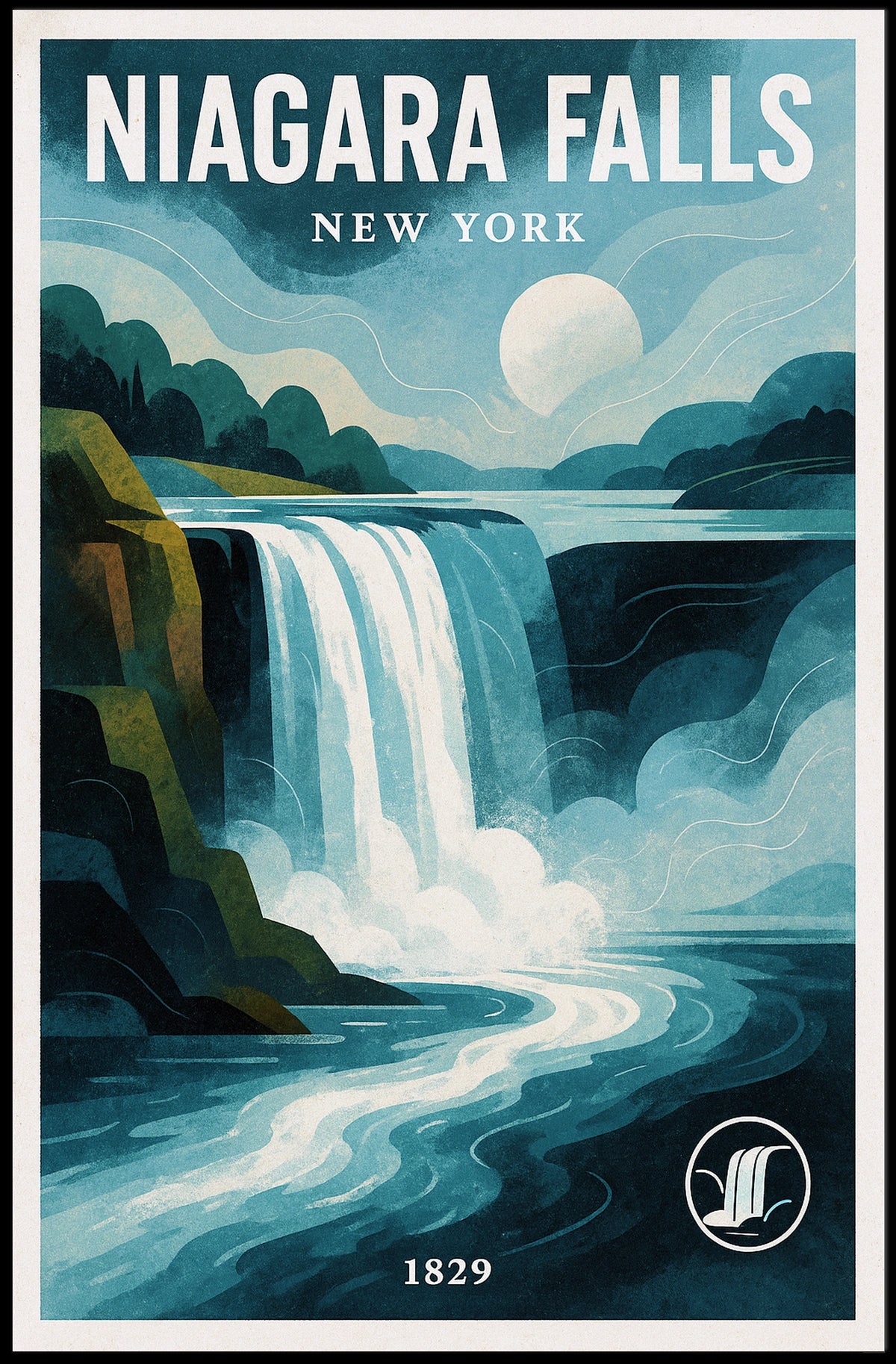 Niagara Falls New York Poster Modern Travel Wall Art