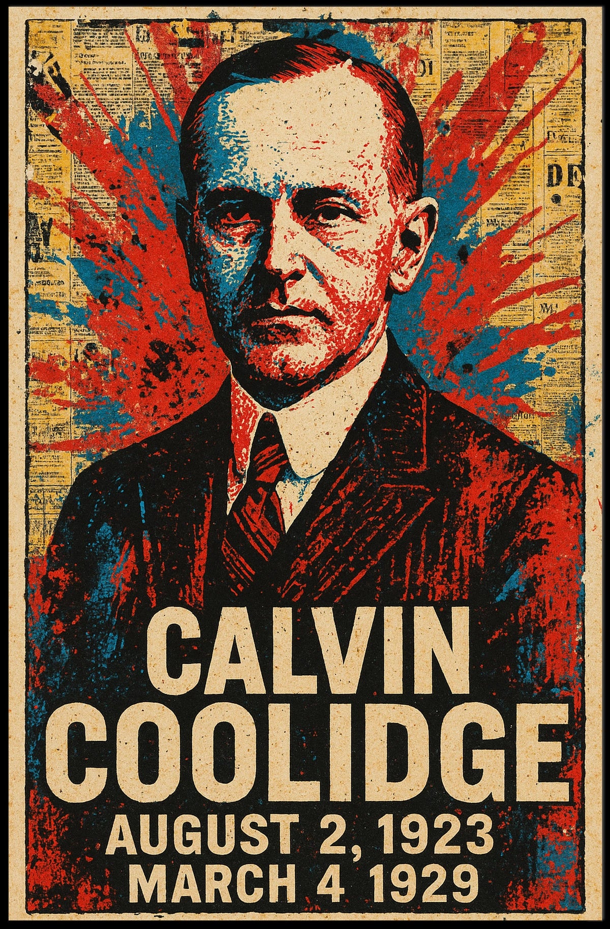 Calvin Coolidge 30th President of the United States Street Art Mashup Poster