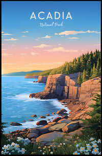 Scenic Coastal Sunrise Acadia National Park Poster
