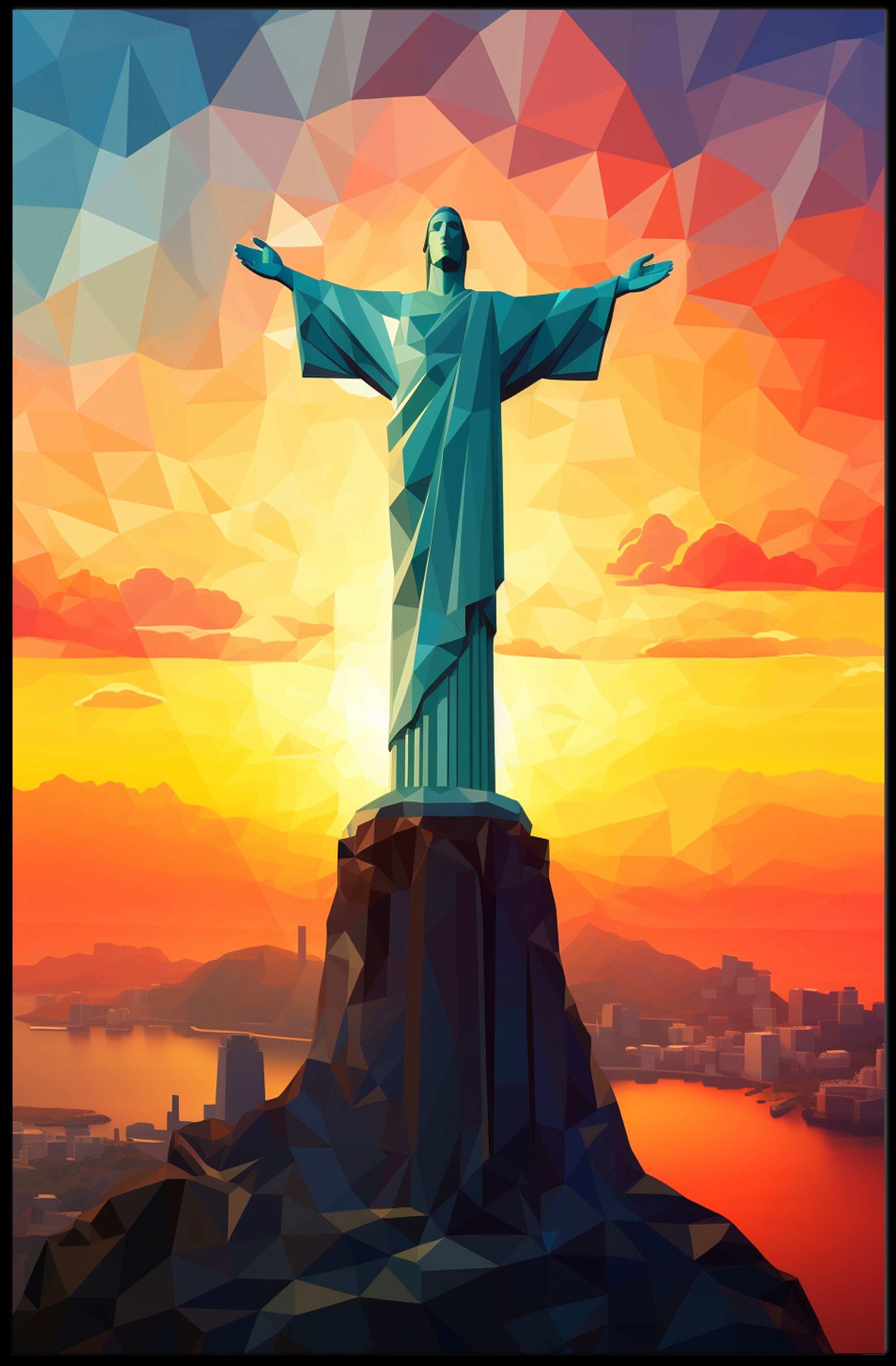 Christ The Redeemer At Sunset Poster