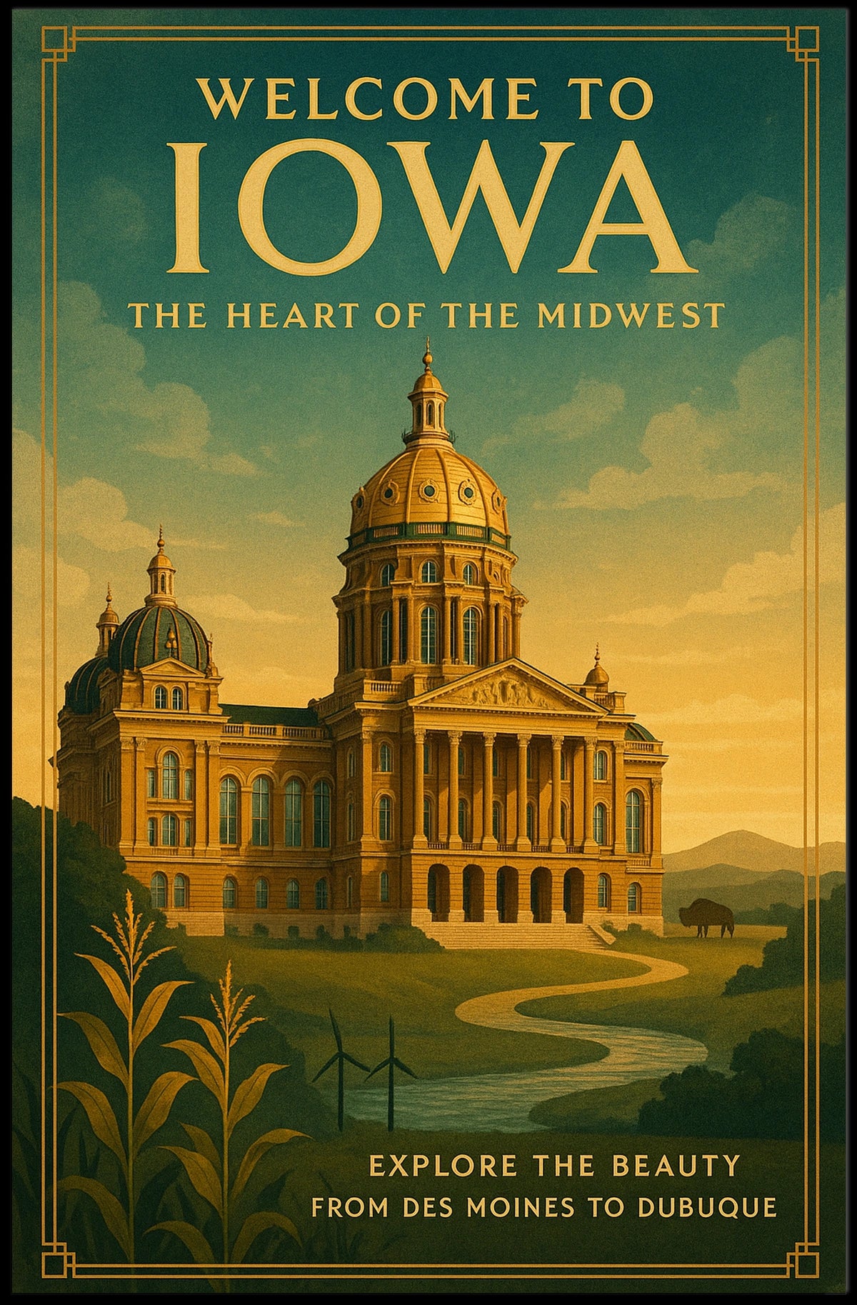 Welcome to Iowa The Heart of the Midwest Poster