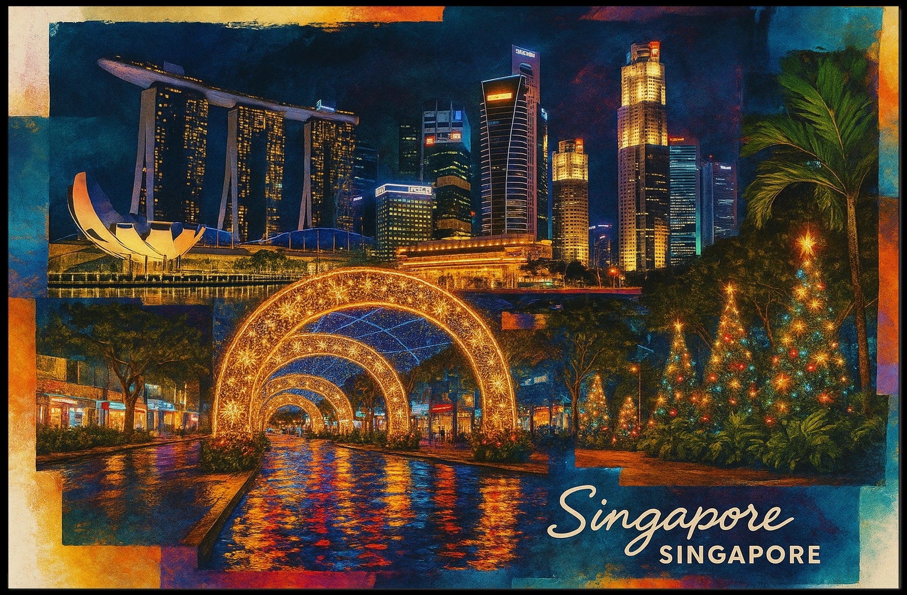 Singapore A Vibrant Nightscape Poster