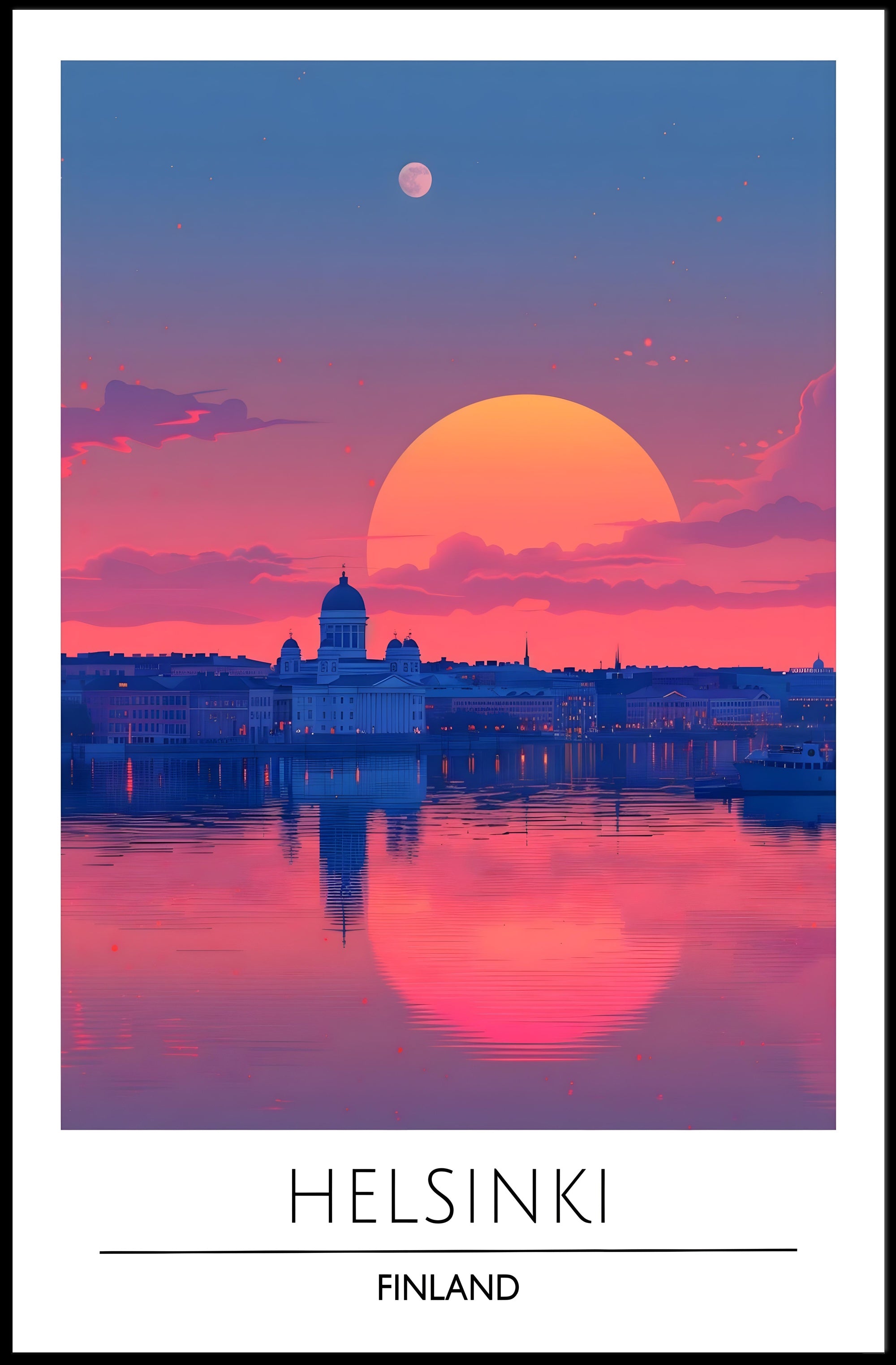 Helsinki Sunset Cityscape Poster Urban or Cityscape Poster