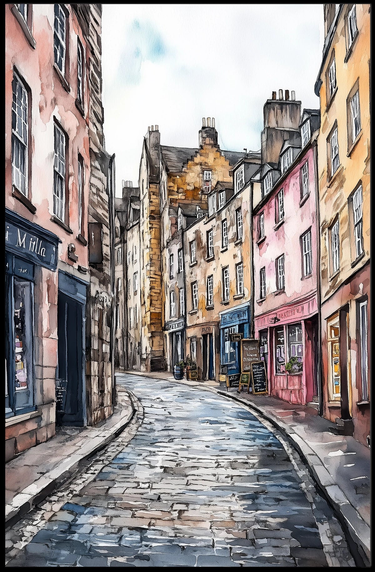 Historic Edinburgh Royal Mile Street Scene UK Poster