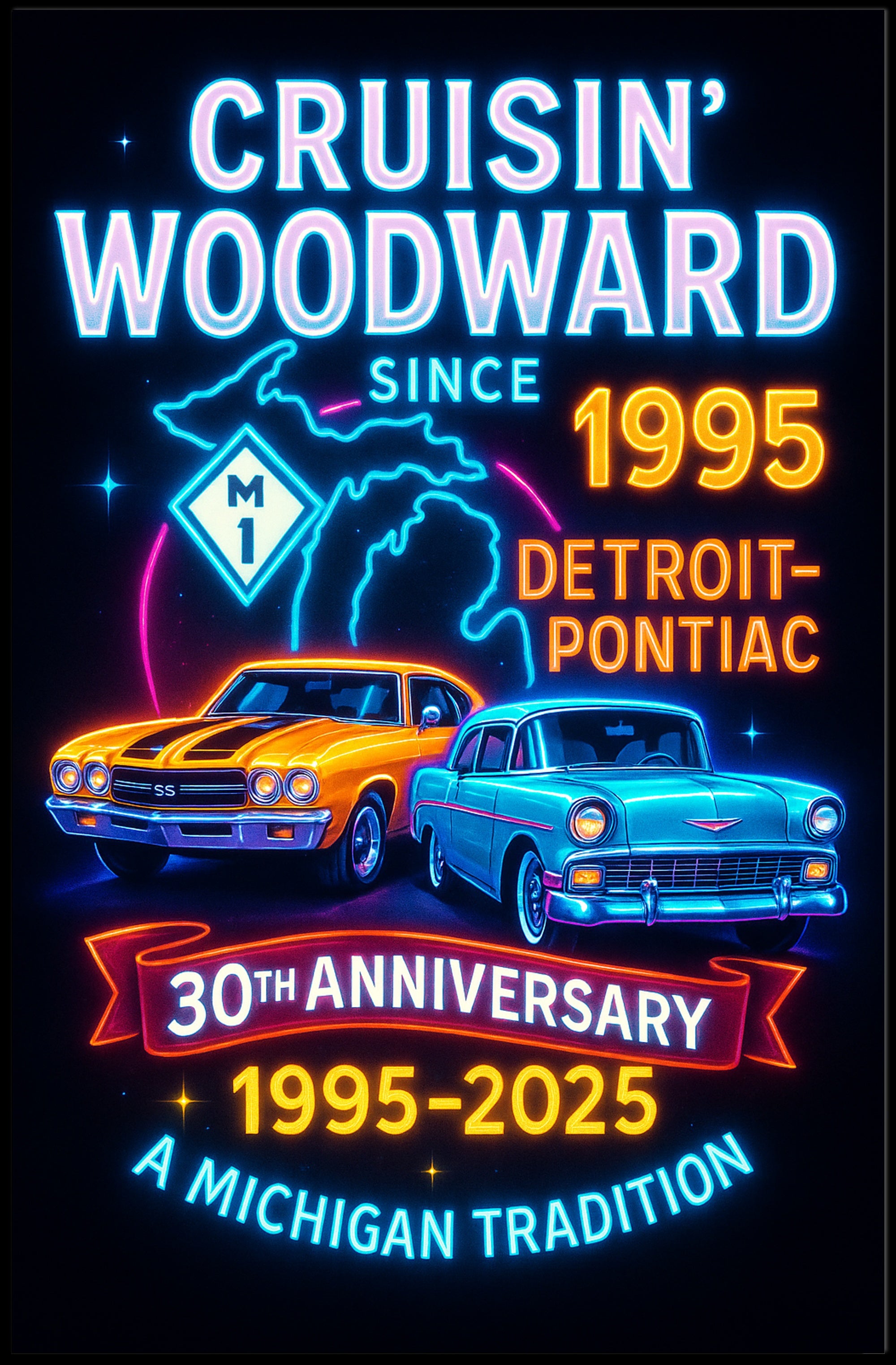 Cruisin Woodward 30th Anniversary Classic Car Poster