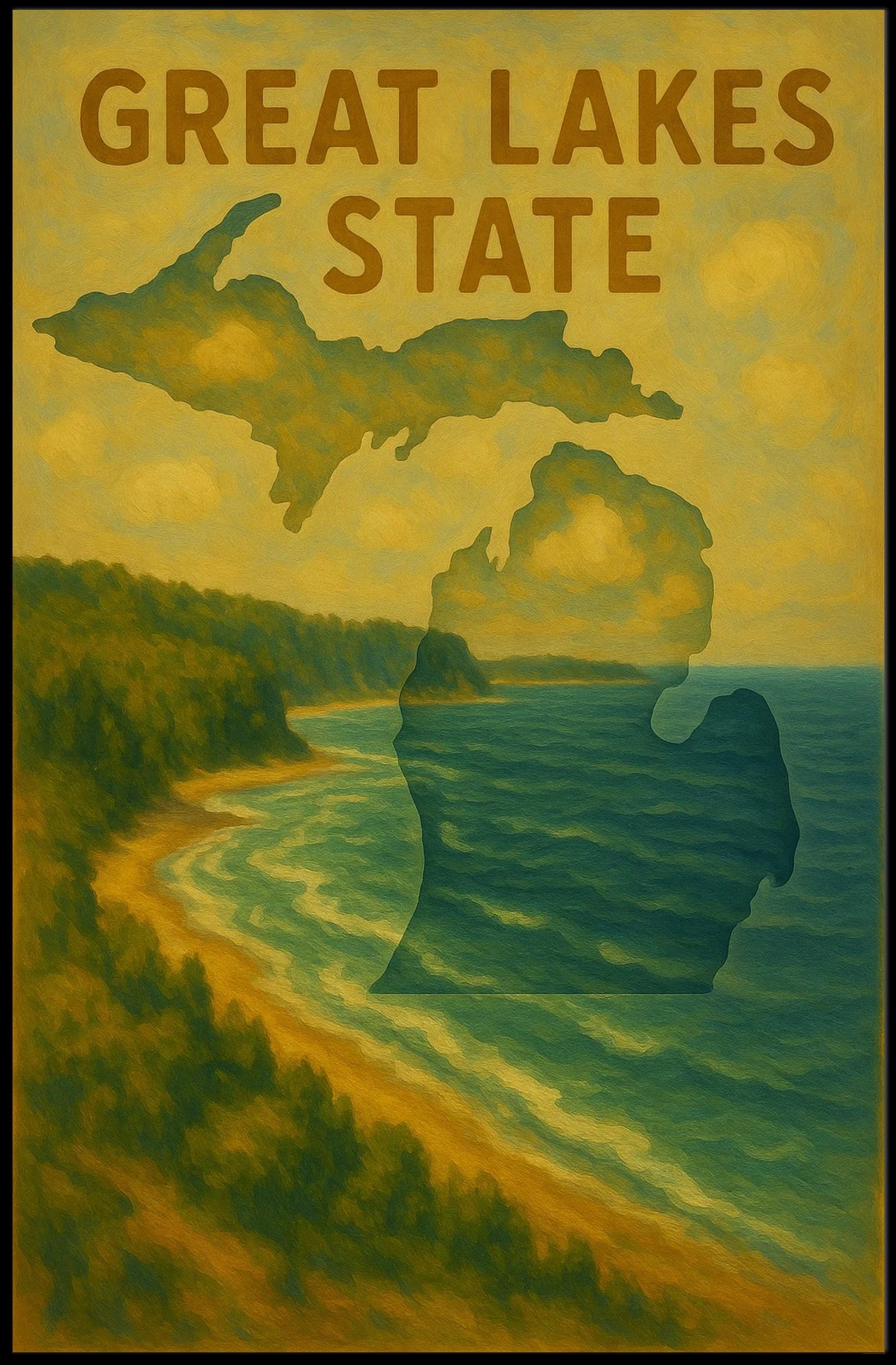 Great Lakes State Impressionistic Travel Poster