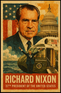 Richard Nixon 37th President of the United States Layered Digital Collage Poster