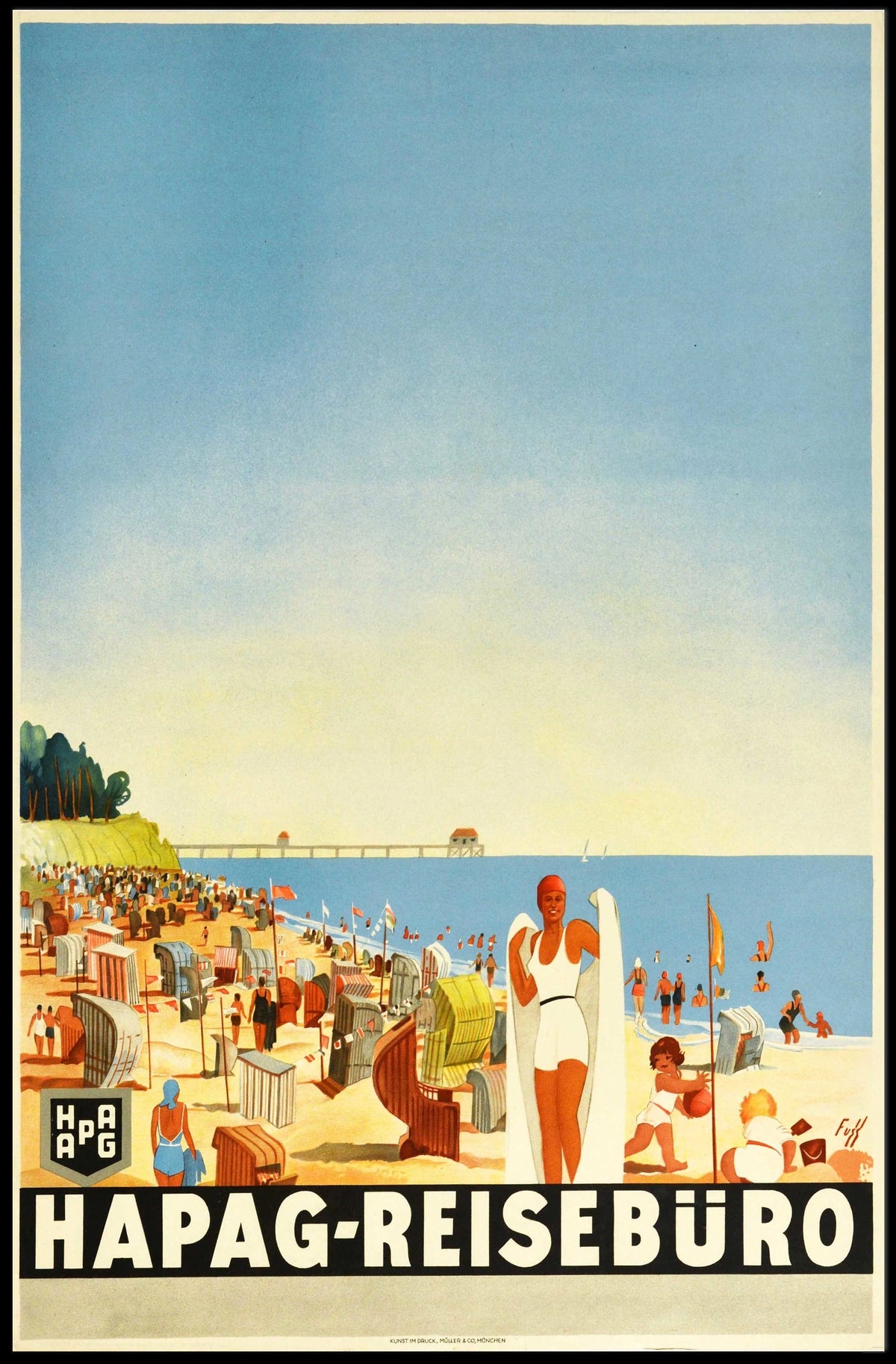 Hapag-Reisebüro Beach Scene Poster