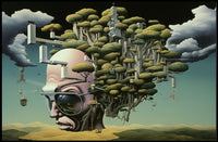 Surreal Cityscape with Tree of Imagination Artistic Poster