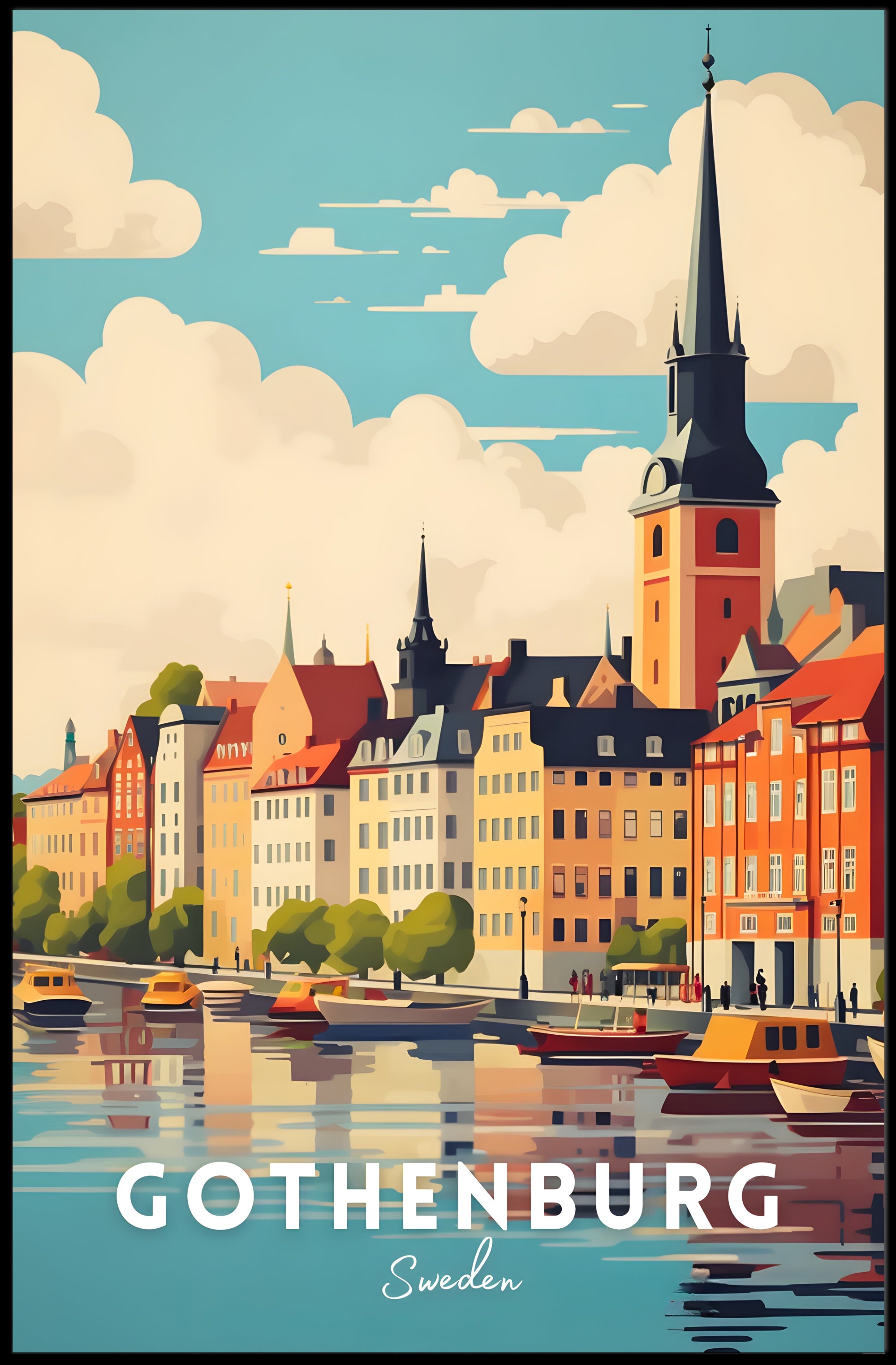 Gothenburg Cityscape Travel Poster