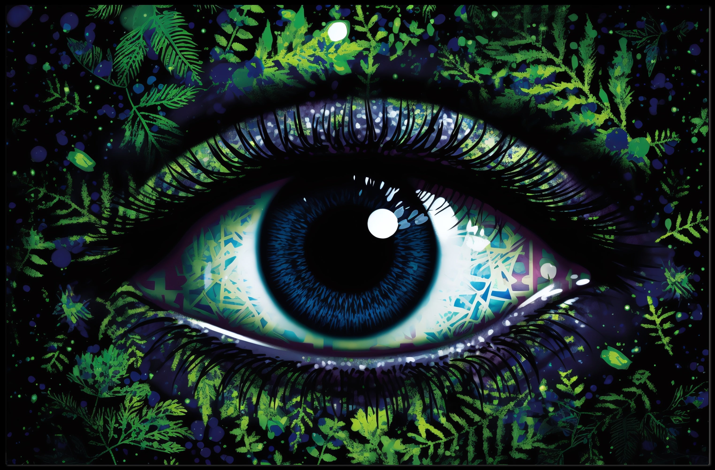 Human Eye Travel Poster With Vibrant Nature Background