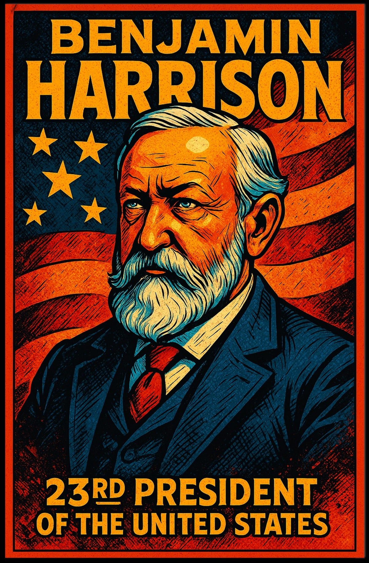 Benjamin Harrison 23rd US President Poster Vintage Wall Art