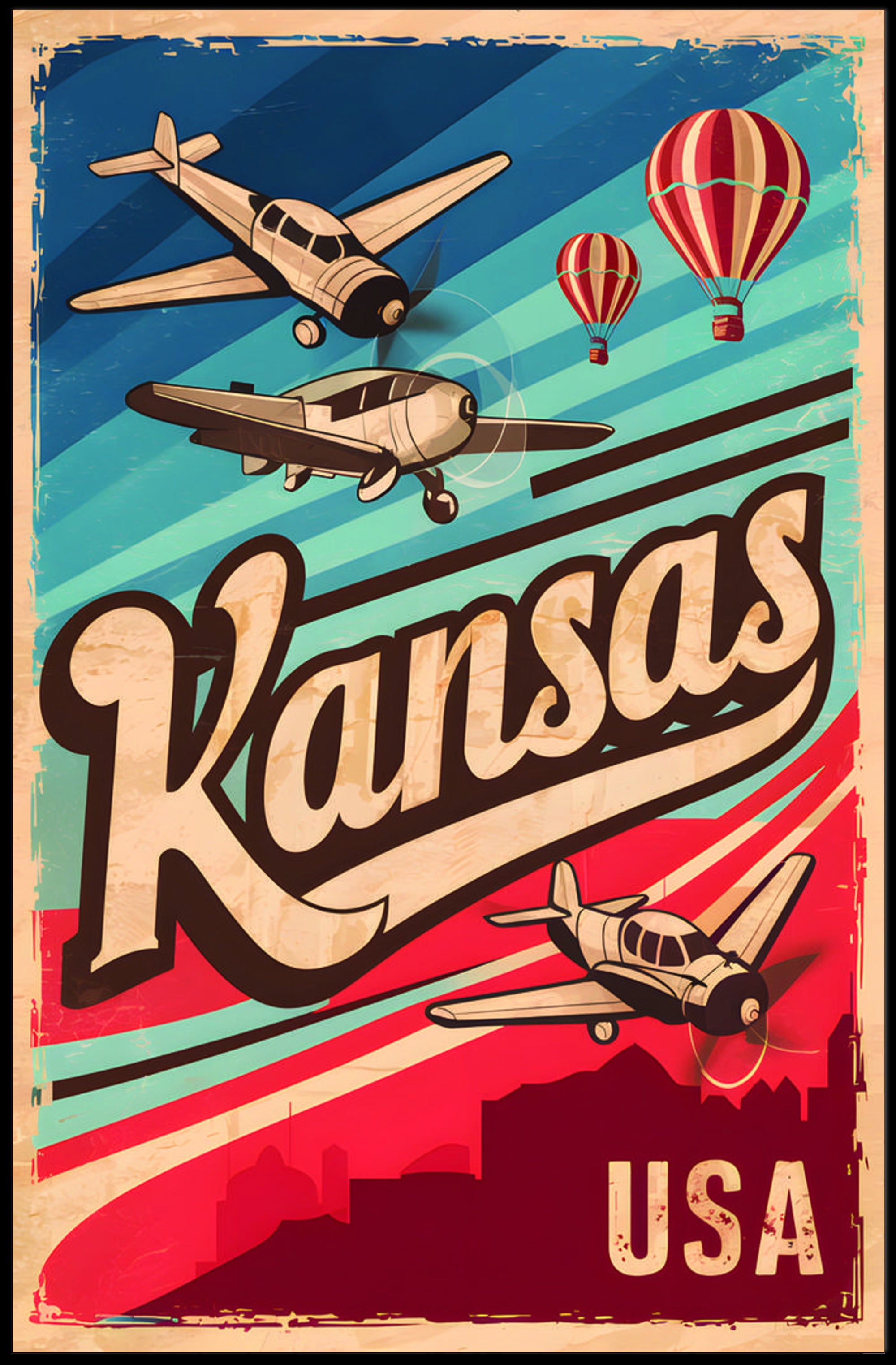 Vintage Kansas Aviation Poster