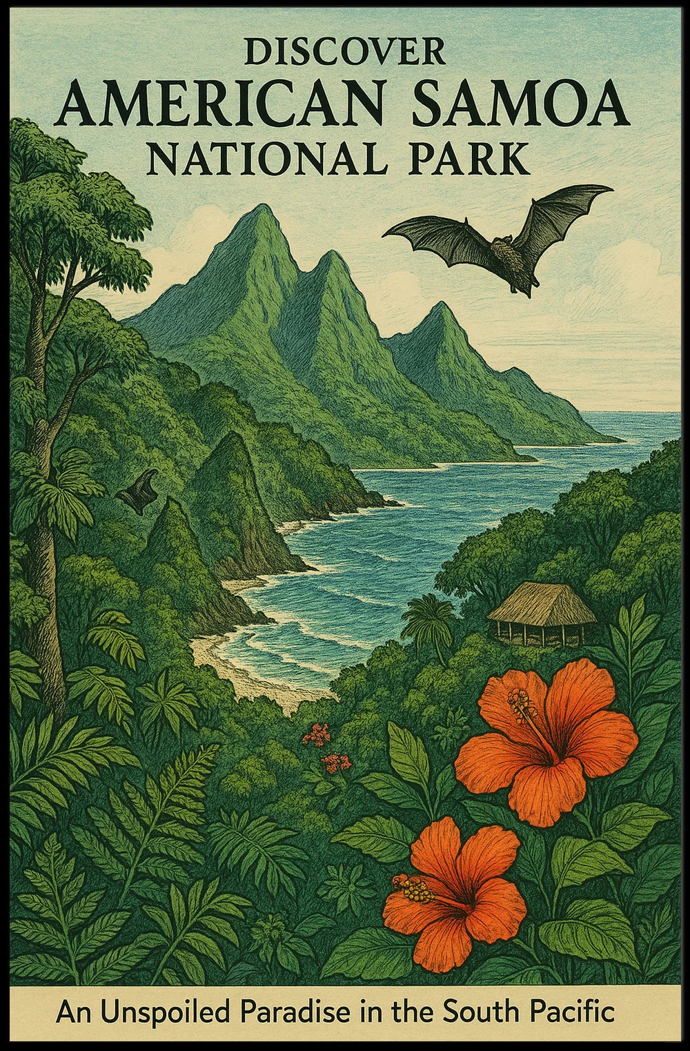 American Samoa National Park Adventure Travel Poster