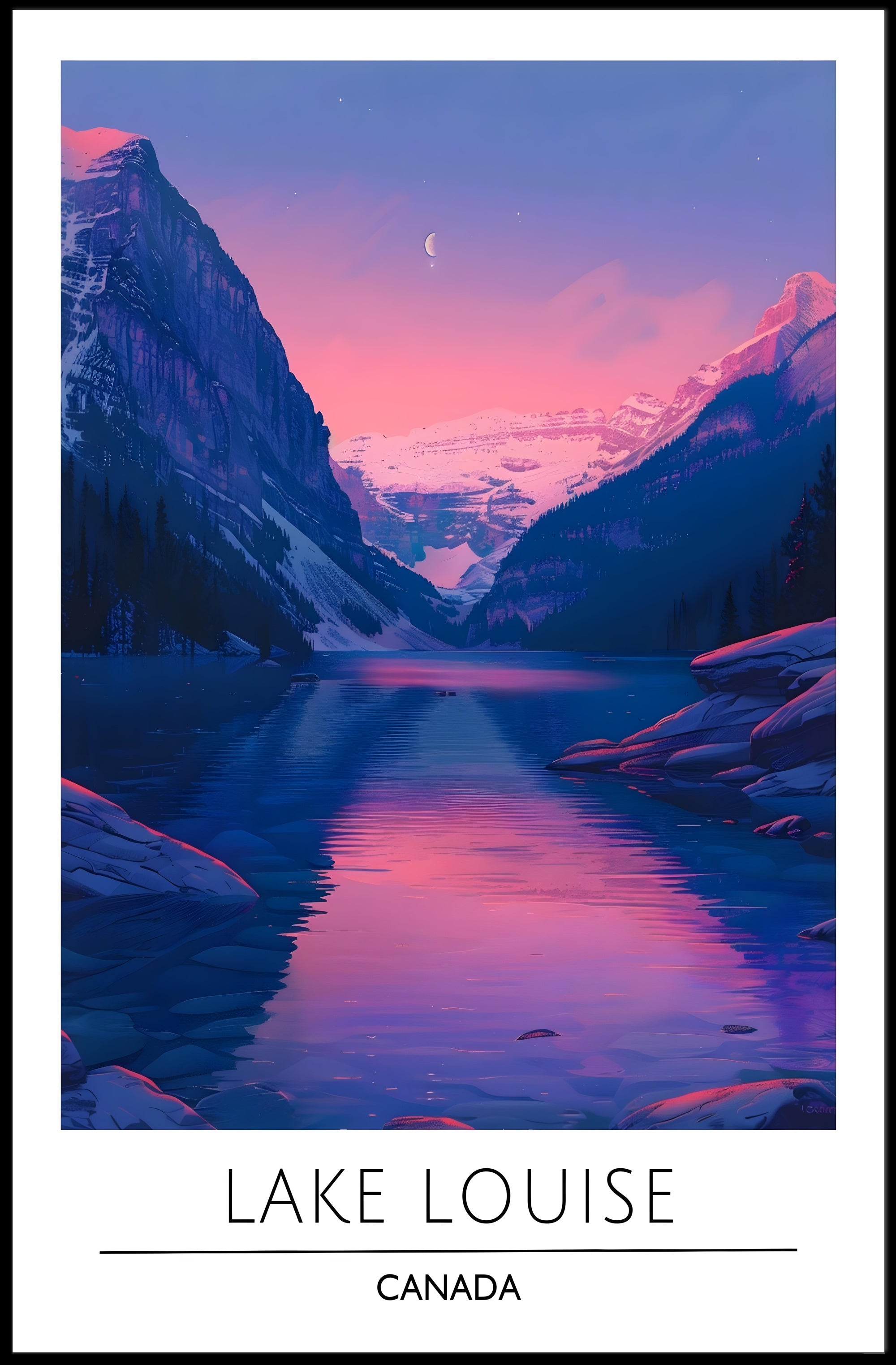 Lake Louise Tranquil Reflection Scenic National Park Poster