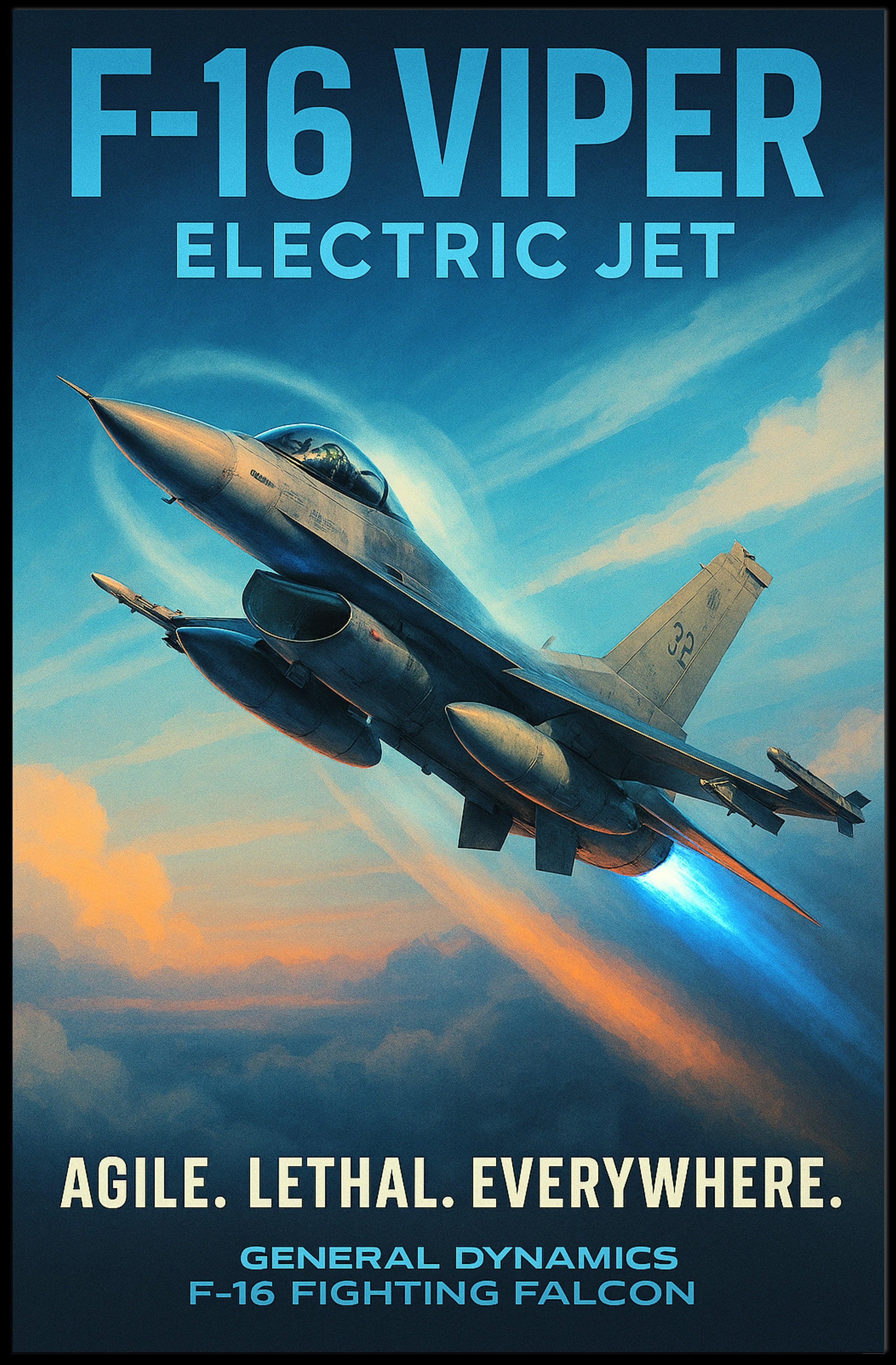 F-16 Viper Electric Jet Poster PosterGoat
