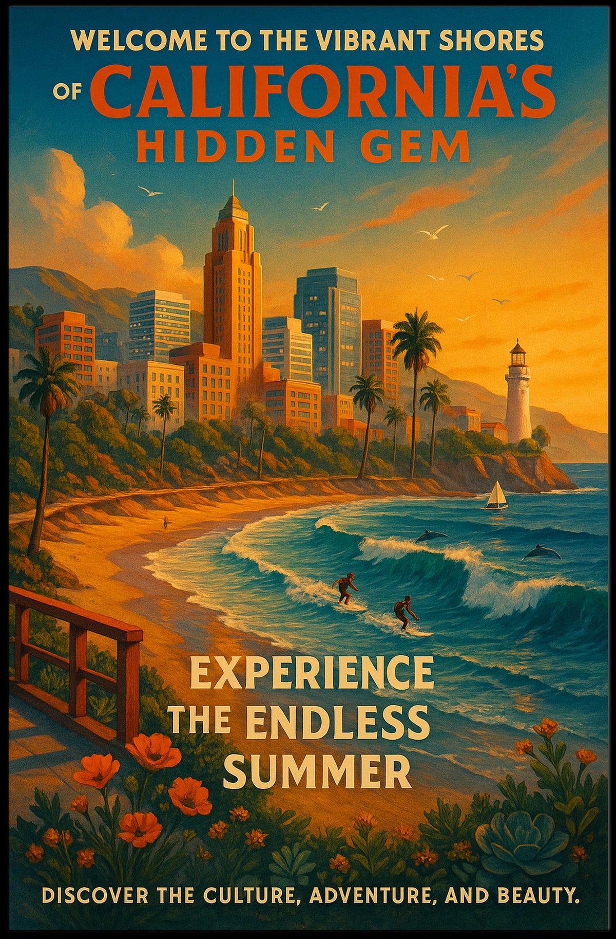 California Hidden Gem Poster Summer For Beach Lovers