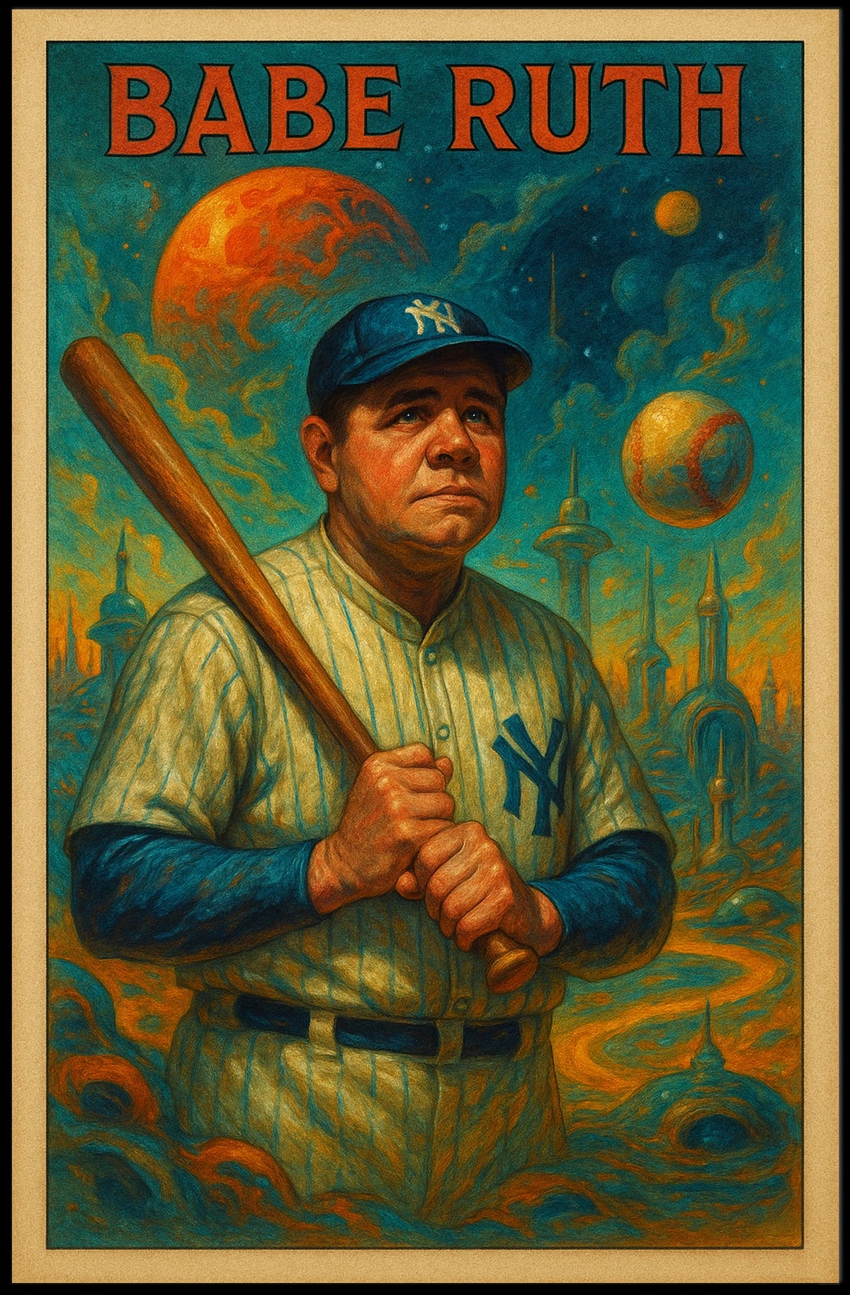Babe Ruth Iconic Baseball Legend Poster