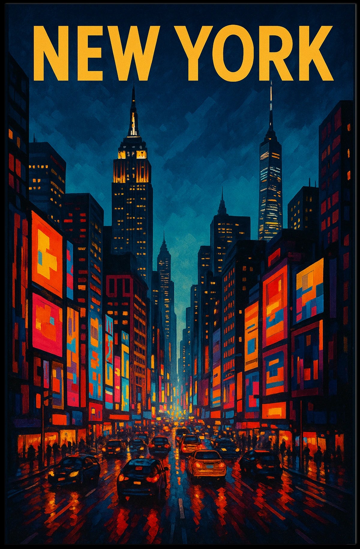 New York Cityscape Poster Modern Night Skyline Wall Art