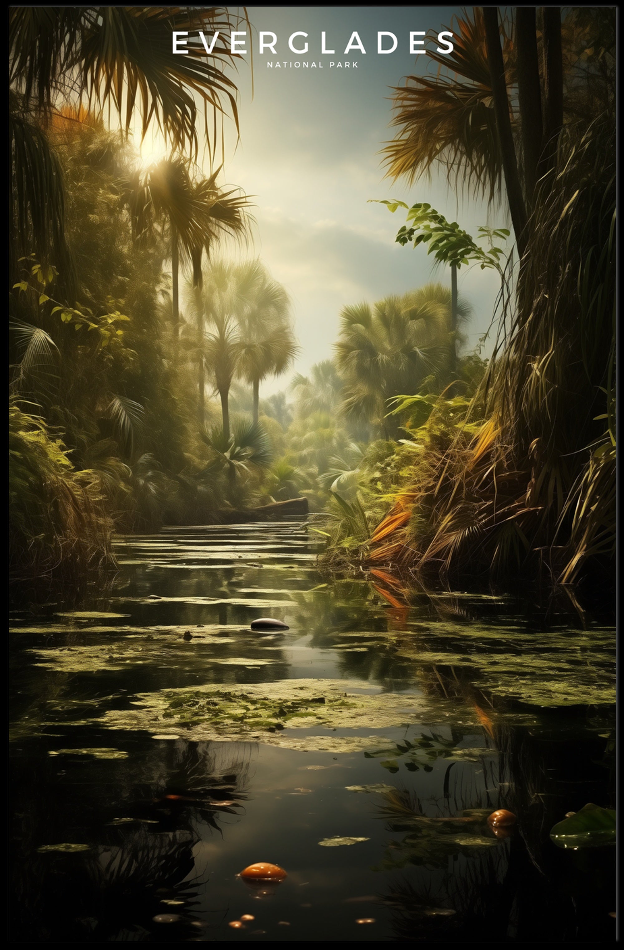Everglades Tranquil Travel Poster Scenic Wall Art Print