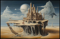 Surreal Castle on Floating Island Fantasy Poster