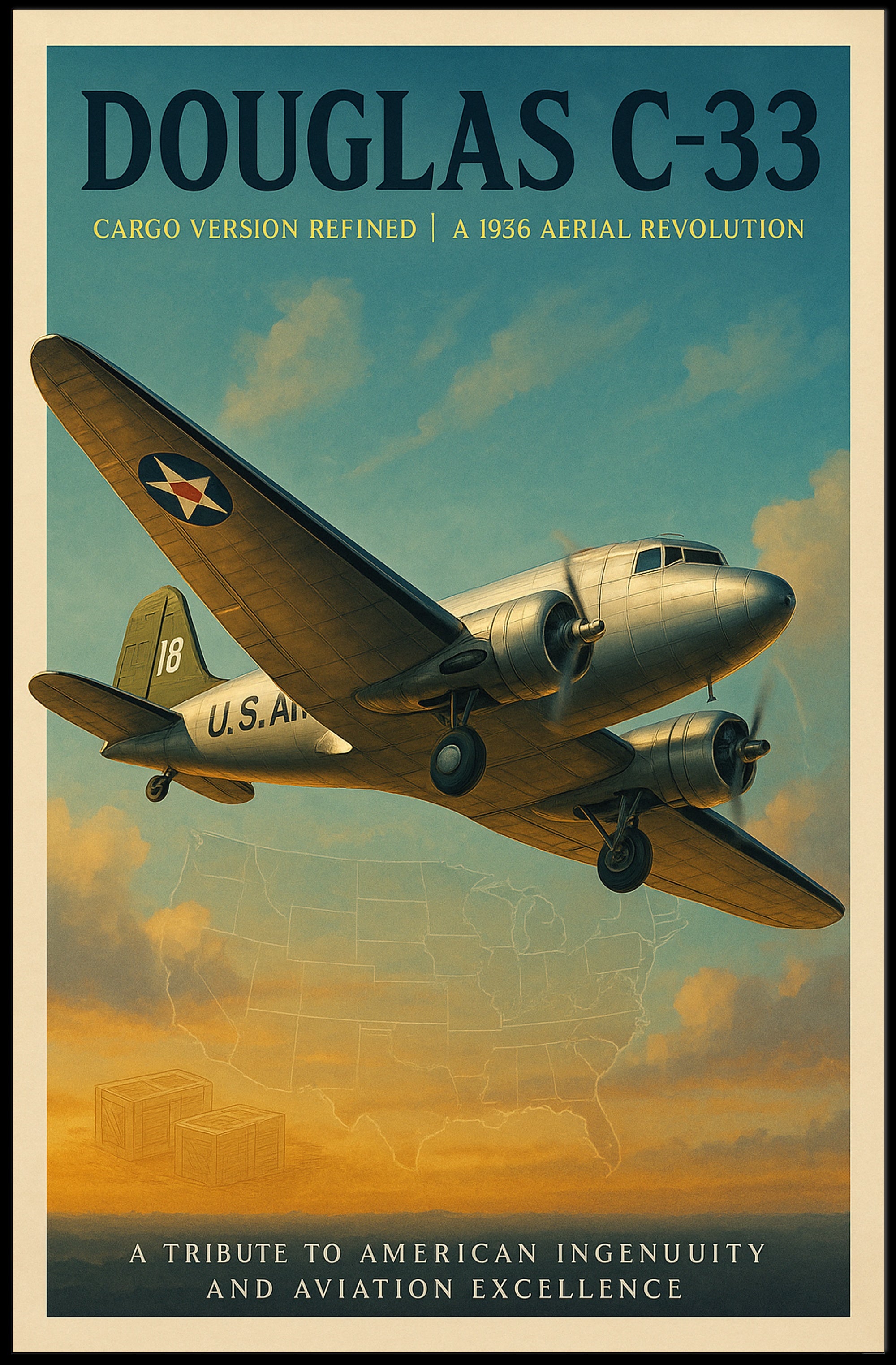 Douglas C-33 Vintage Aviation Poster Print