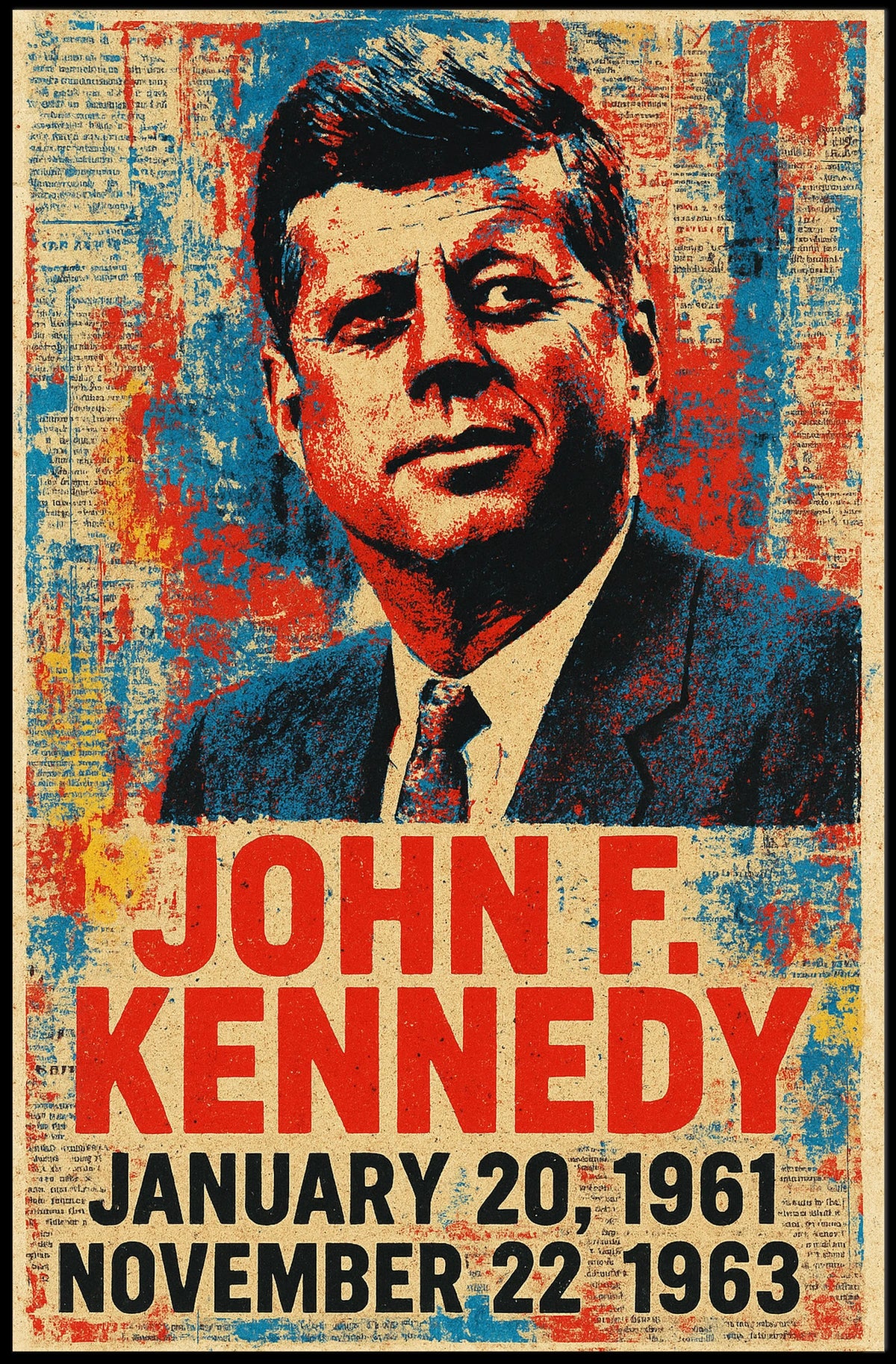 John F. Kennedy 35th President of the United States Street Art Mashup Poster