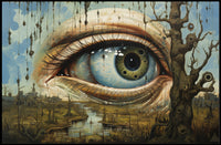 Surrealist Eye in Dystopian Post-Apocalyptic Landscape Poster
