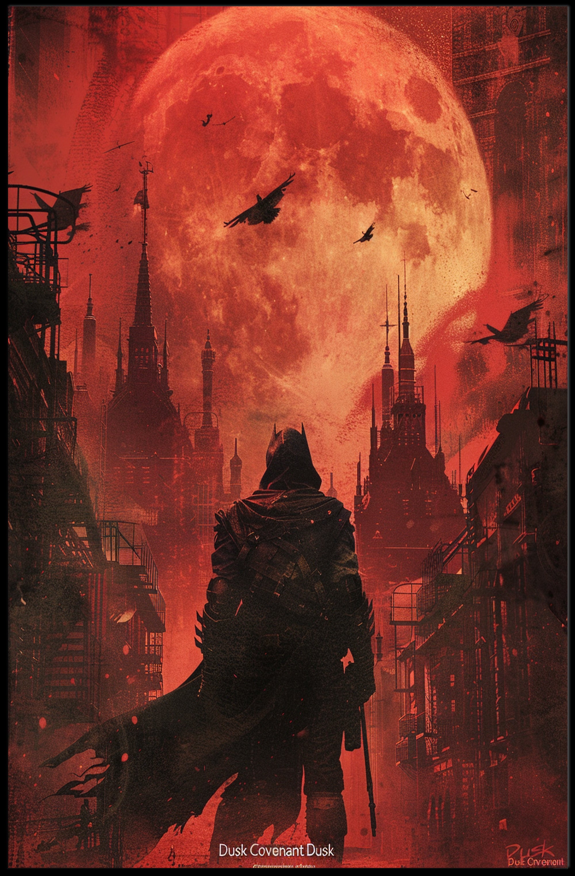 Eerie Urban Moonlit Silhouette - Fantasy or Mythology Poster PosterGoat