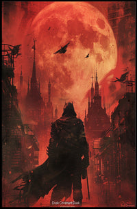Eerie Urban Moonlit Silhouette - Fantasy or Mythology Poster PosterGoat