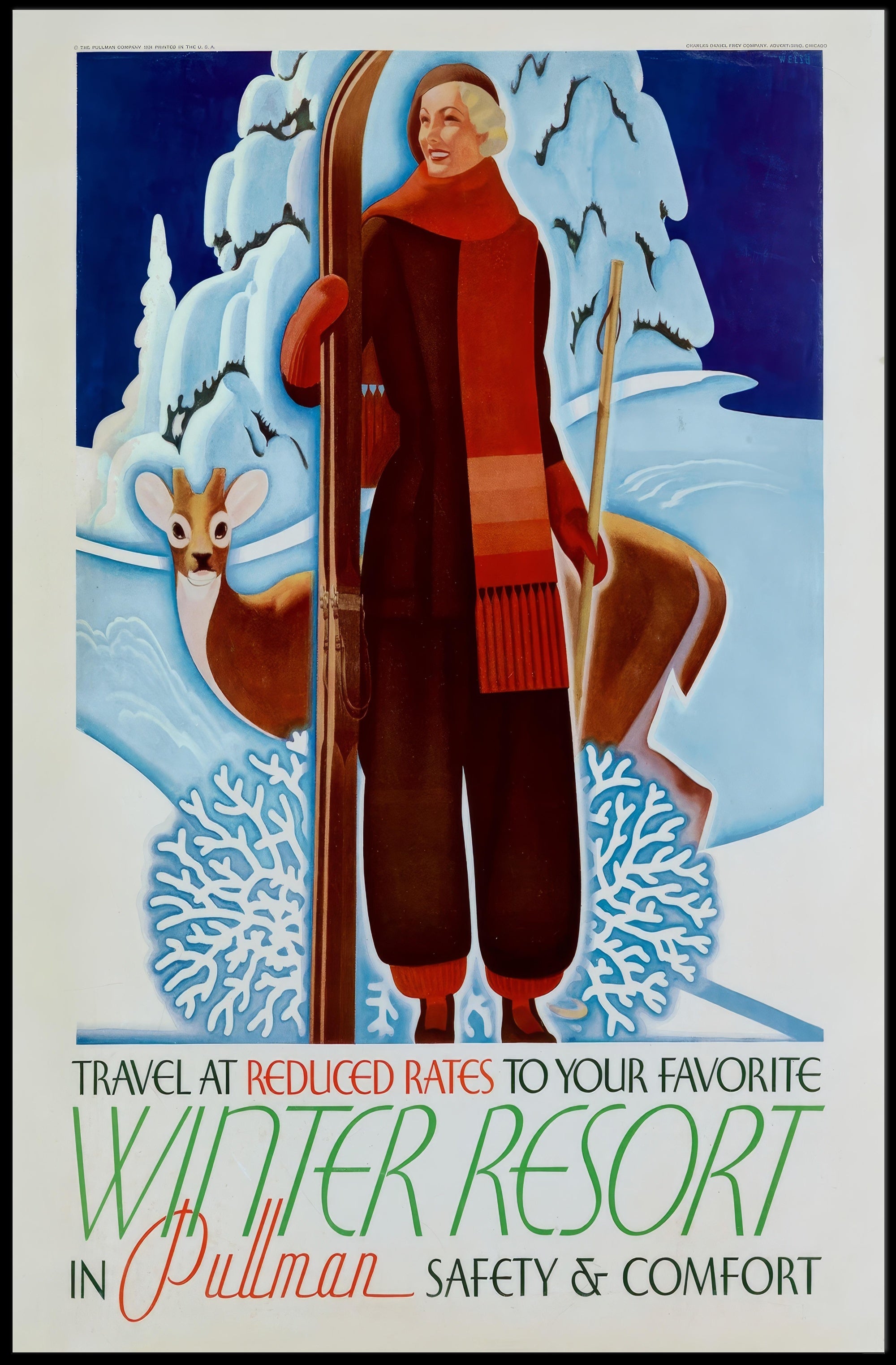 Winter Resort Travel Adventure in Vintage Travel Poster PosterGoat