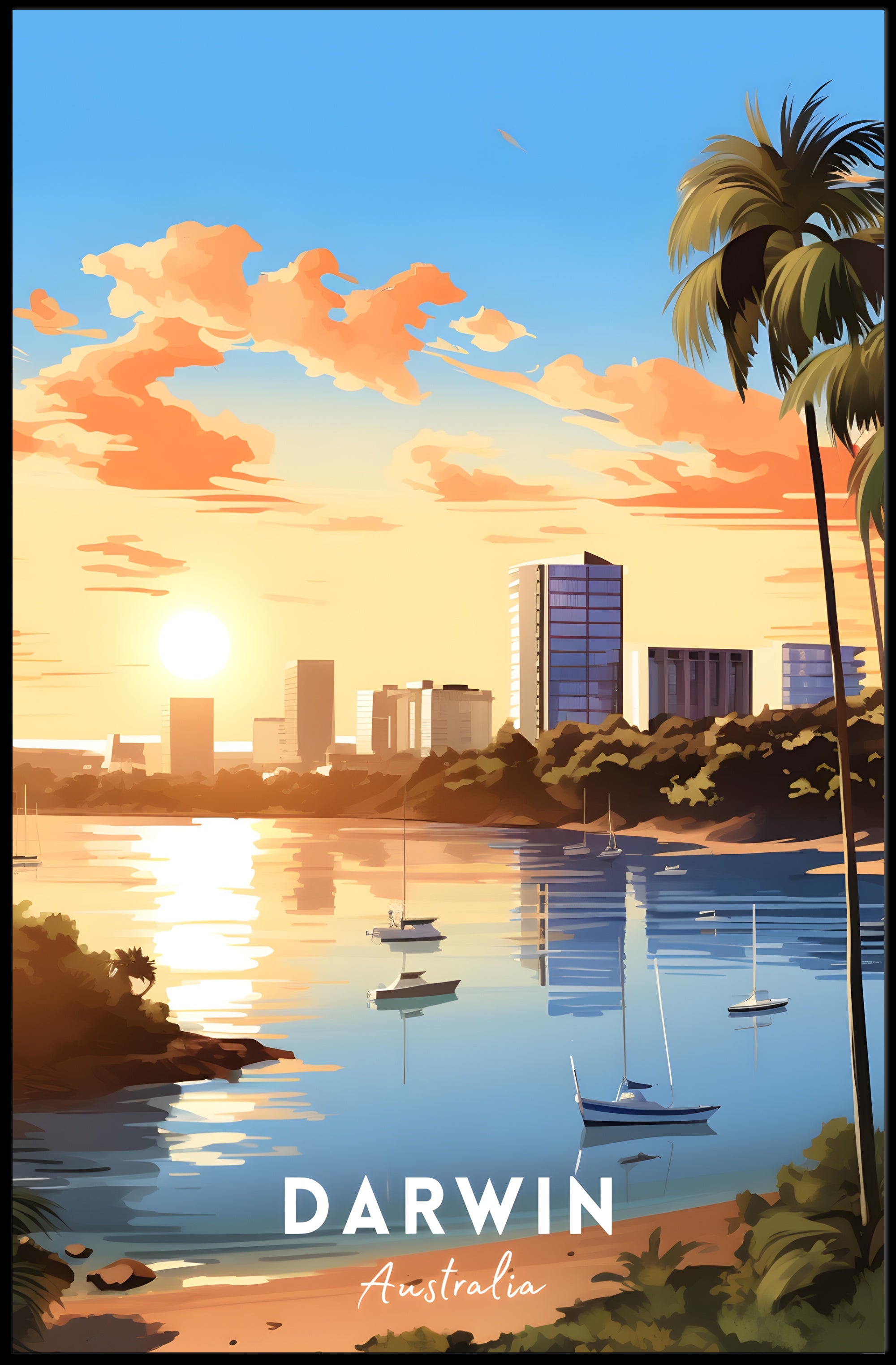 Serene Sunset in Darwin Urban or Cityscape Poster