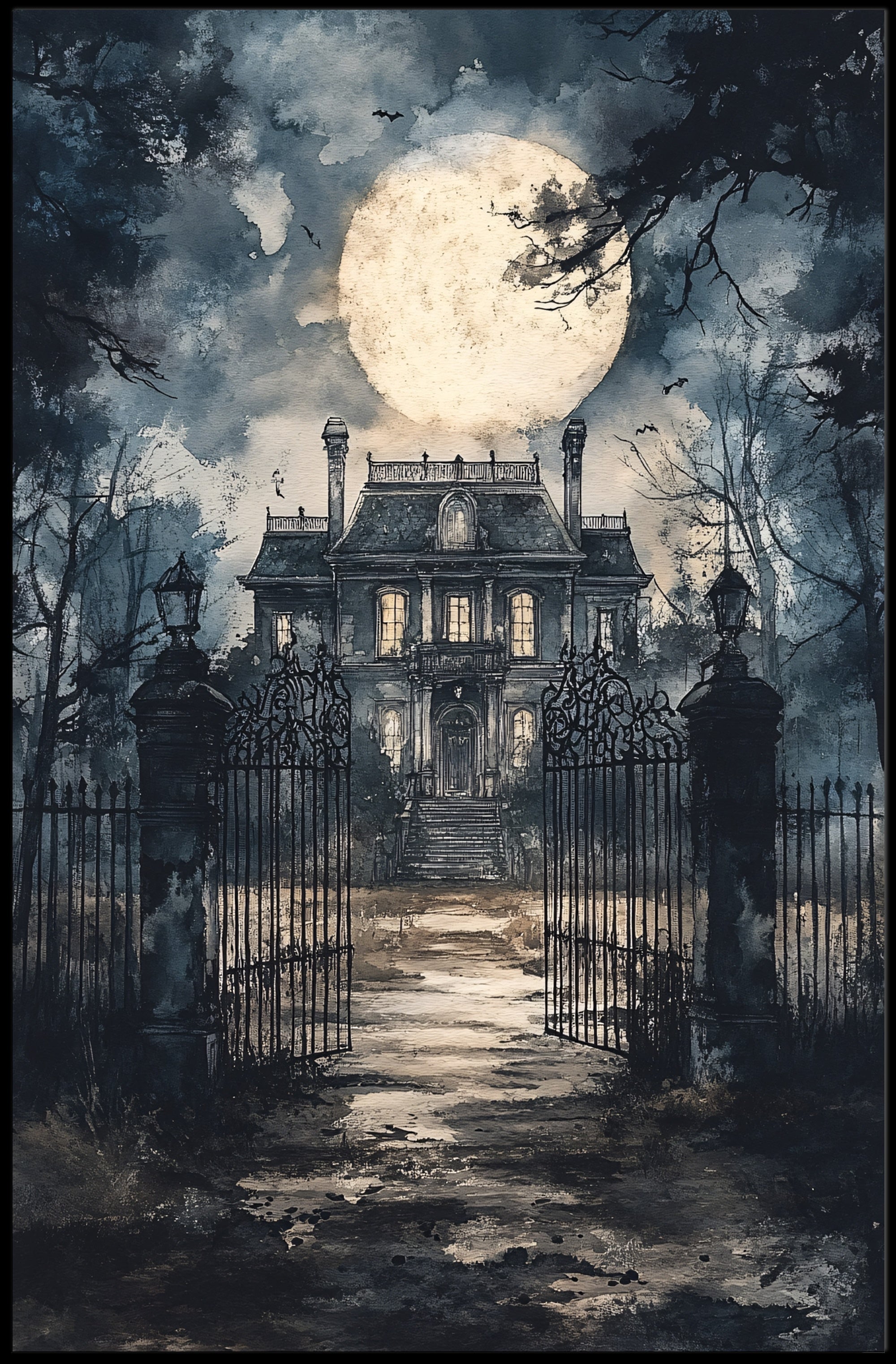 Haunted Mansion Under The Moon Poster