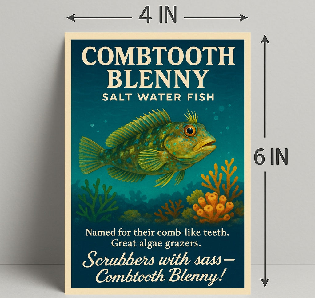 Combtooth Blenny Saltwater Fish Poster Art PosterGoat