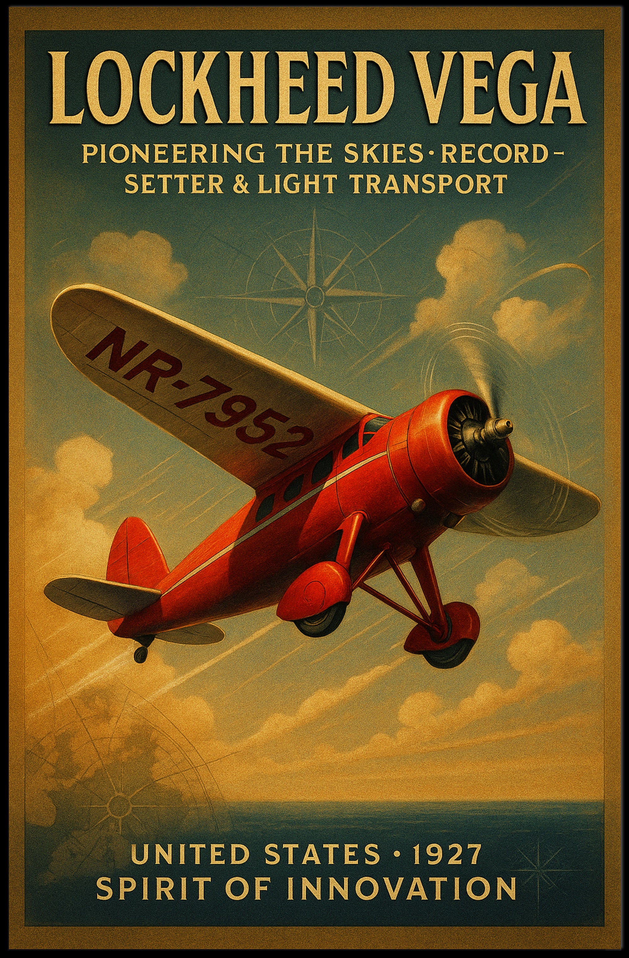 Lockheed Vega Spirit Of Innovation Vintage Poster