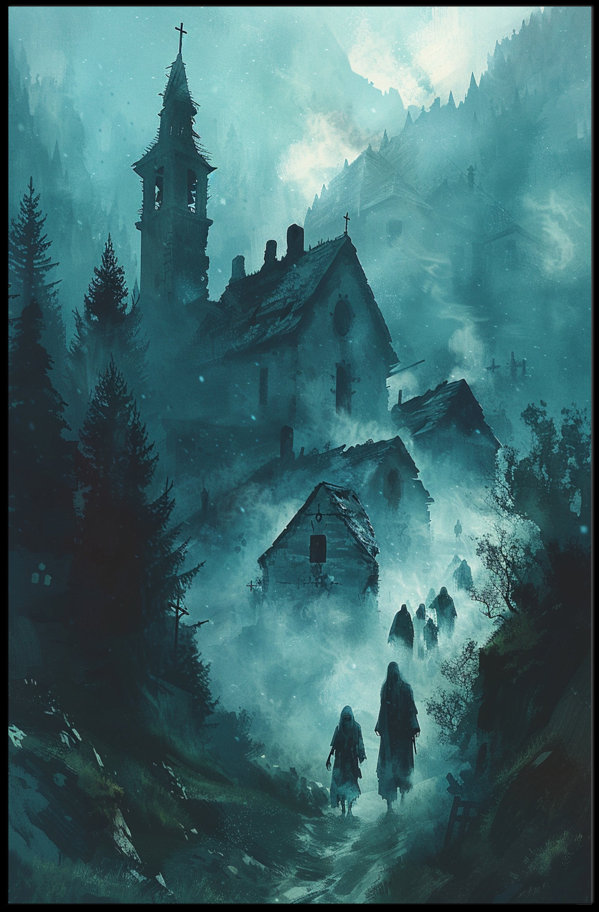 Haunting Misty Landscape Gothic Fantasy Art Poster PosterGoat