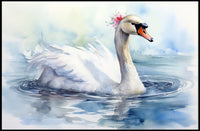 Graceful Swan in Watercolor Poster