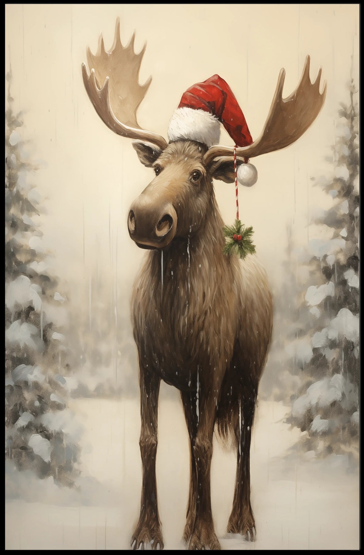Festive Moose In Winter Wonderland Poster