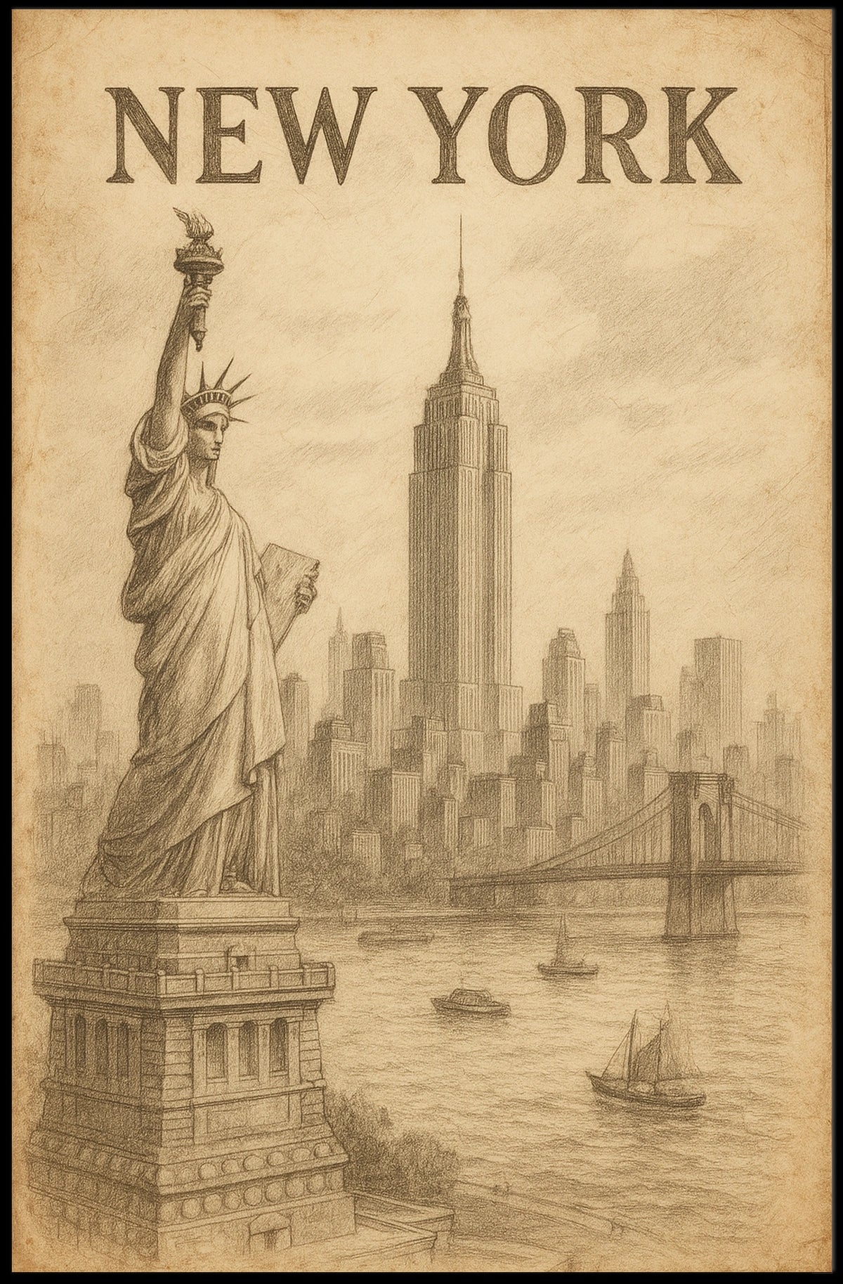 New York City Landmarks Poster